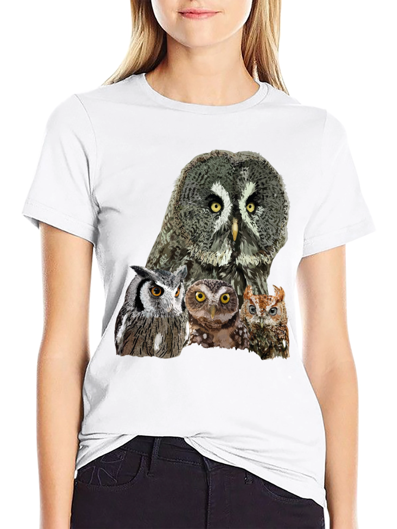 Owl Portrait Graphic T-Shirt - Men's Black Tee - 9