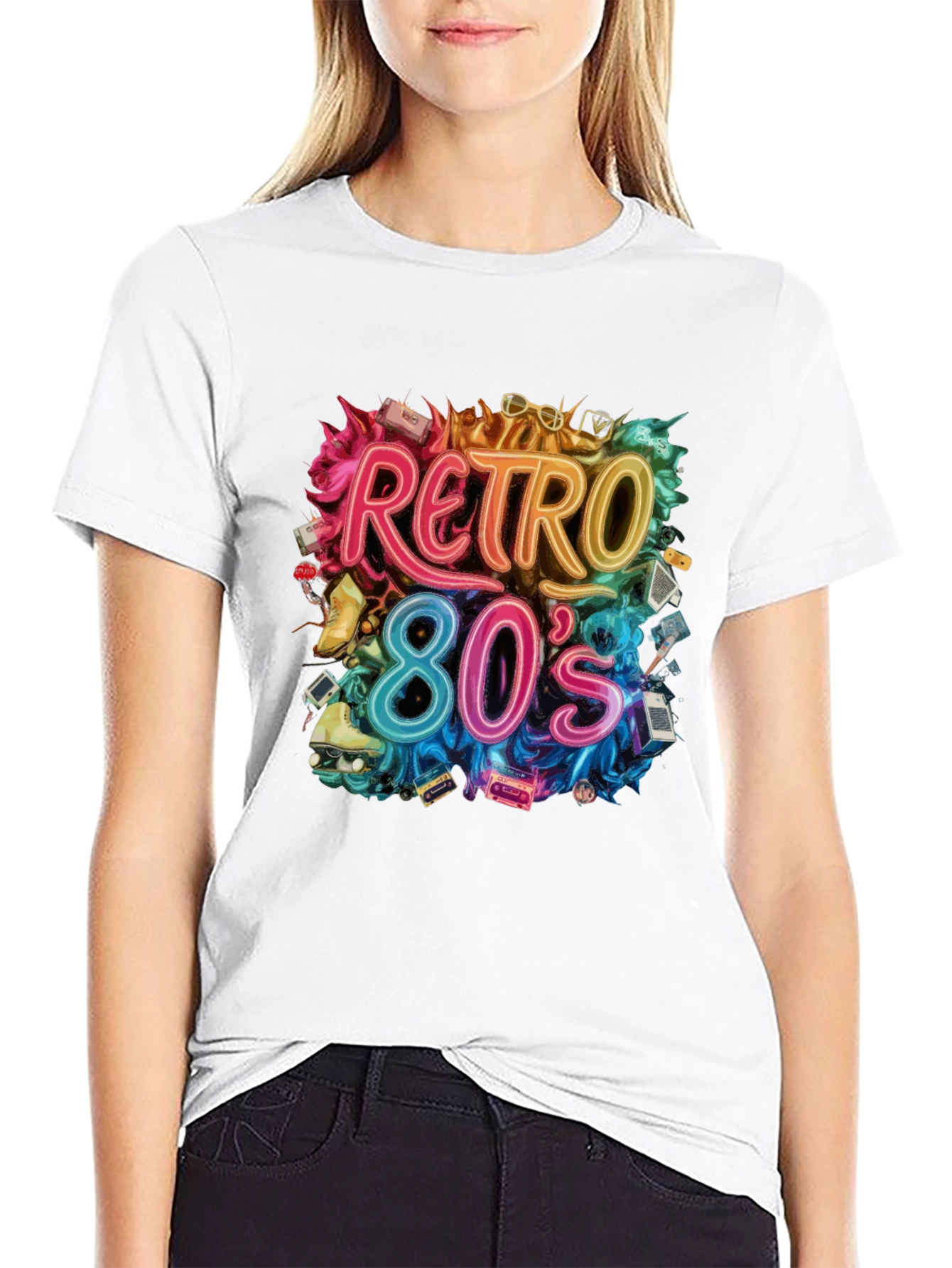 Black Retro 80s Graphic Tee - Nostalgic Style view 9