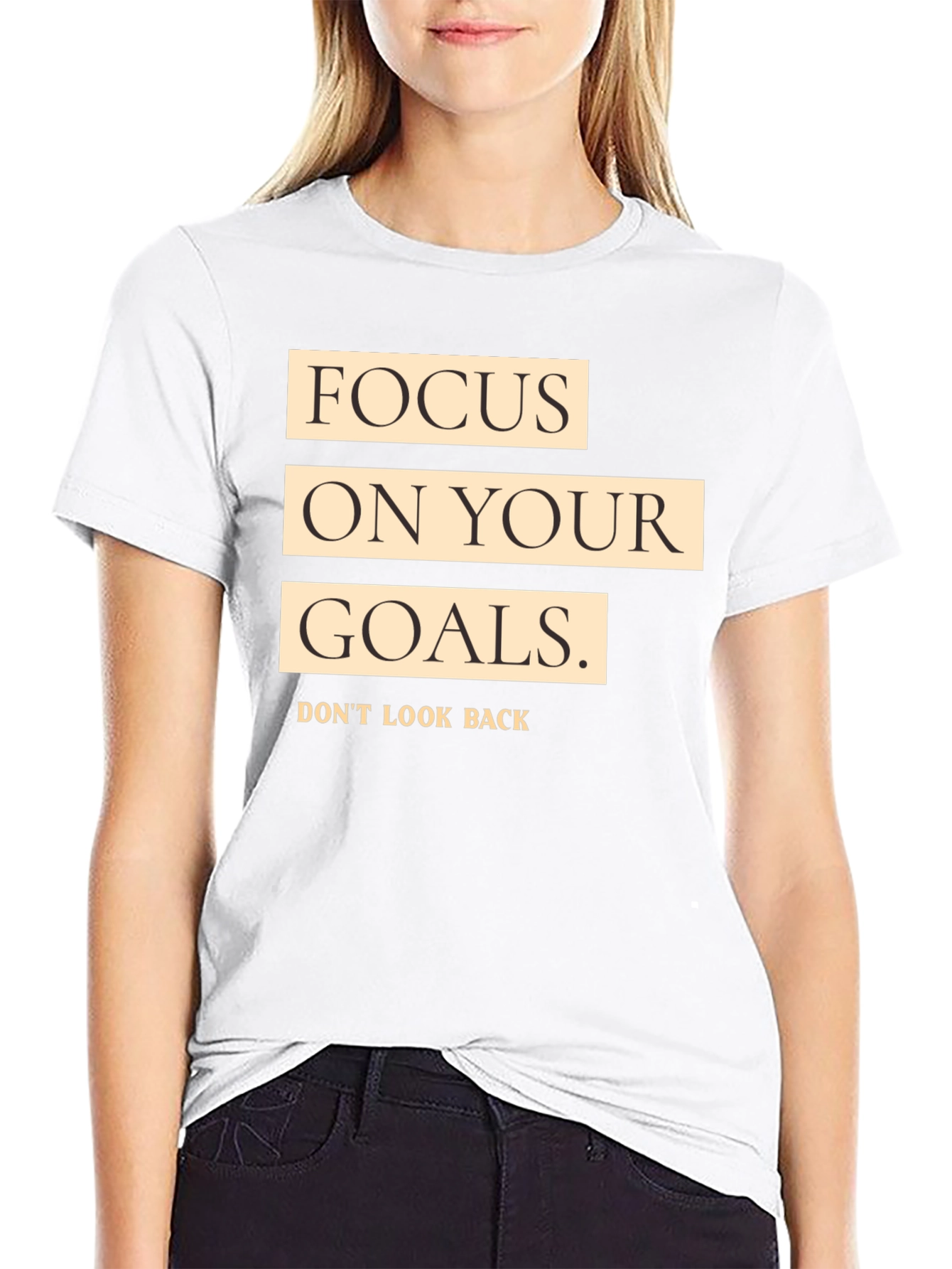 Black Focus on Your Goals Black Graphic T-Shirt view 9