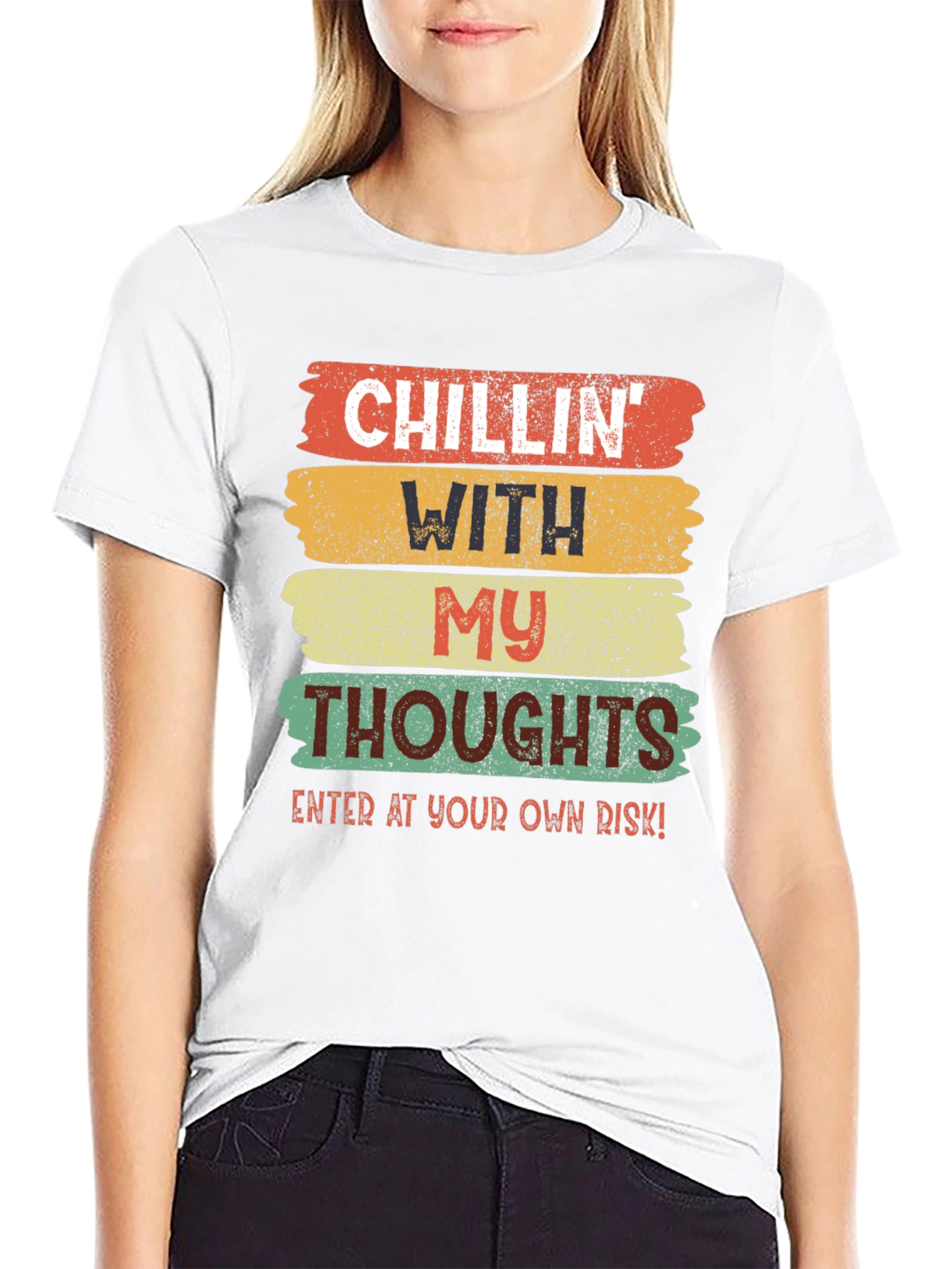 Black Chillin' With My Thoughts Graphic Tee view 9