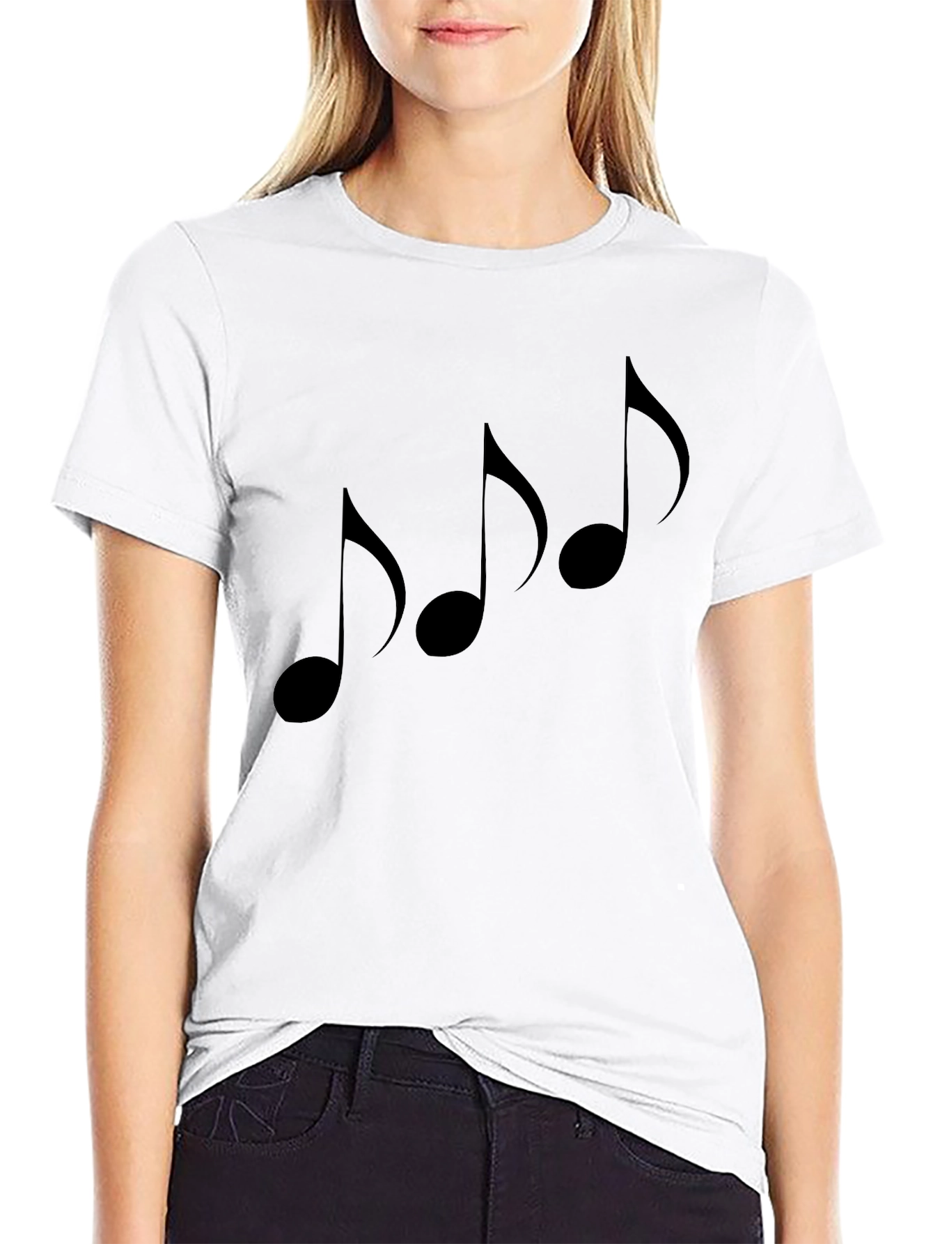 Black Musical Notes Graphic Black T-Shirt view 9