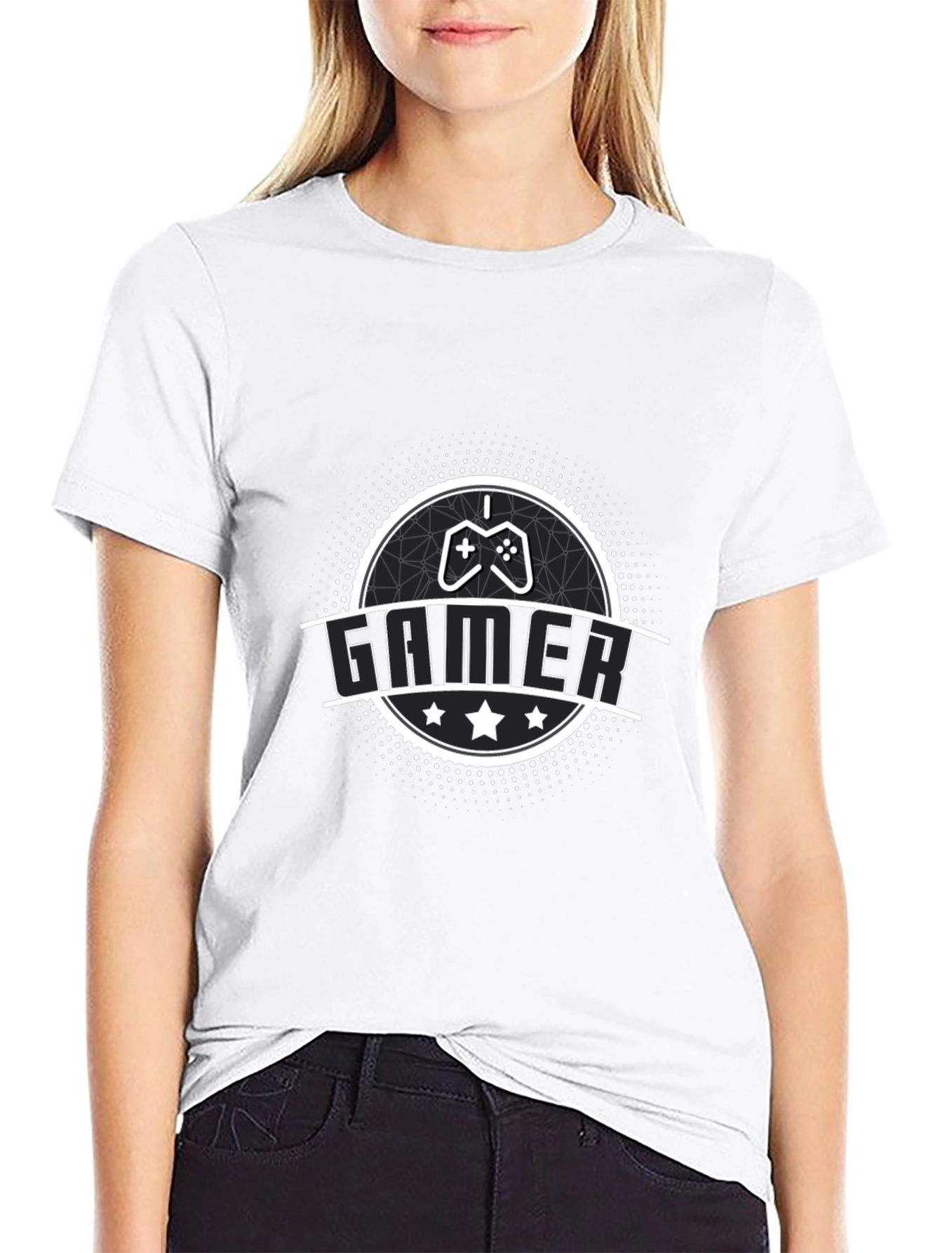 Black Gamer Graphic Tee - Black Cotton Blend view 9