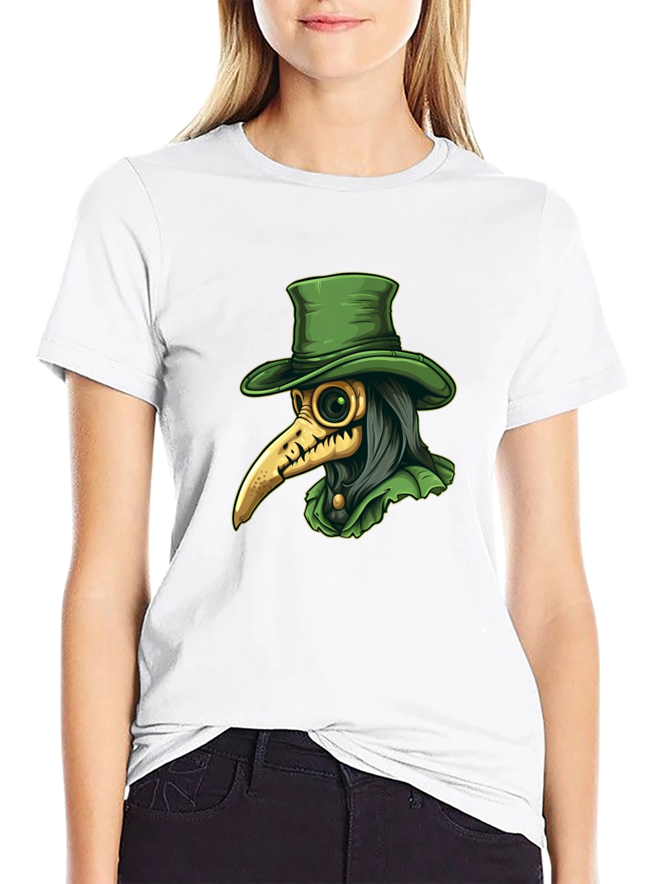 Black Plague Doctor Graphic Tee - Unique Gothic Fashion view 9