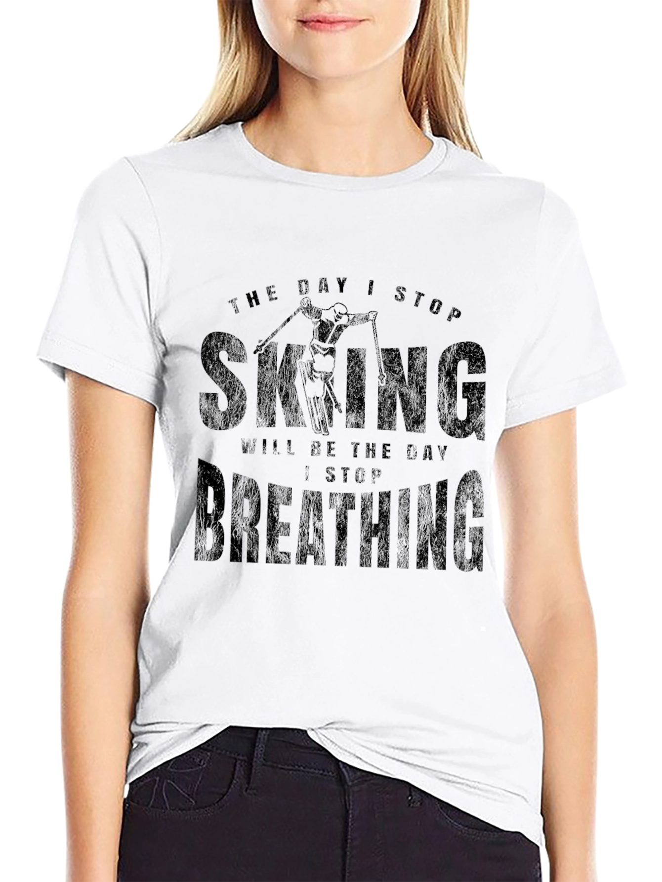 Black Skiing Lover Black T-Shirt view 9