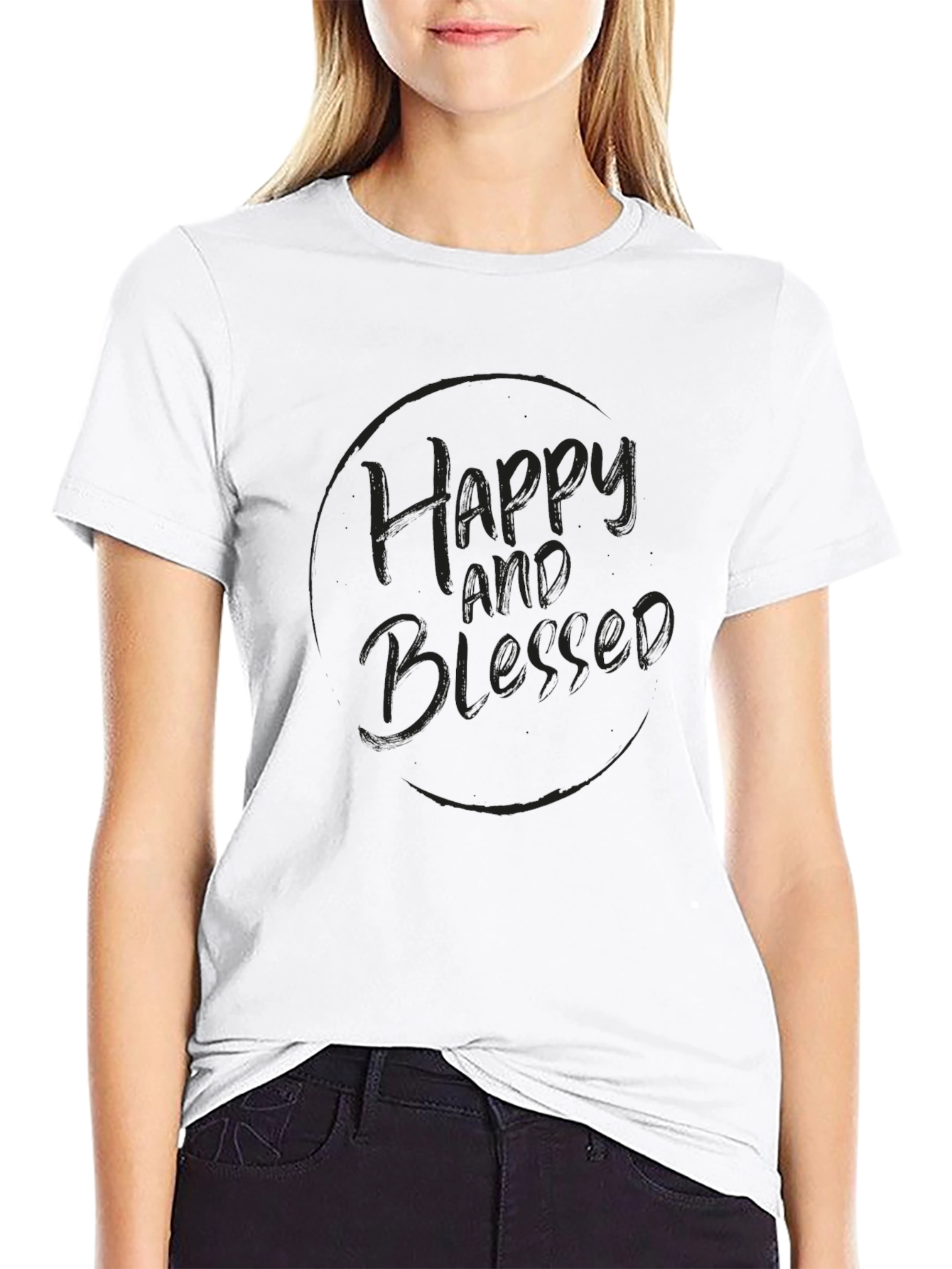 Black Happy and Blessed Black T-Shirt view 9