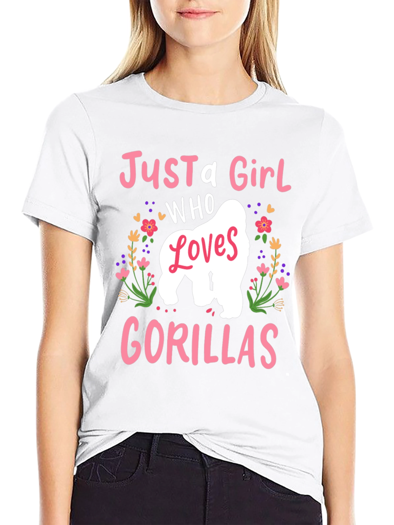 Black Just A Girl Who Loves Gorillas T-Shirt view 9