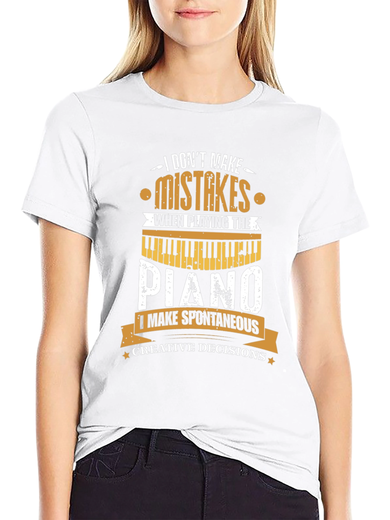 Black Piano Player T-Shirt - I Don't Make Mistakes Musician Tee view 9