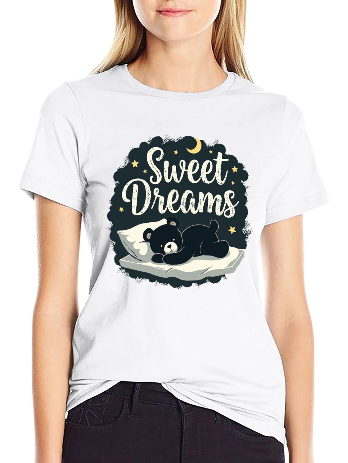 Black Sweet Dreams Bear Graphic T-Shirt view 9