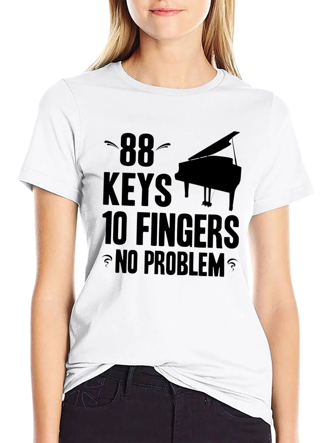 Black 88 Keys 10 Fingers No Problem Black Graphic Tee view 9