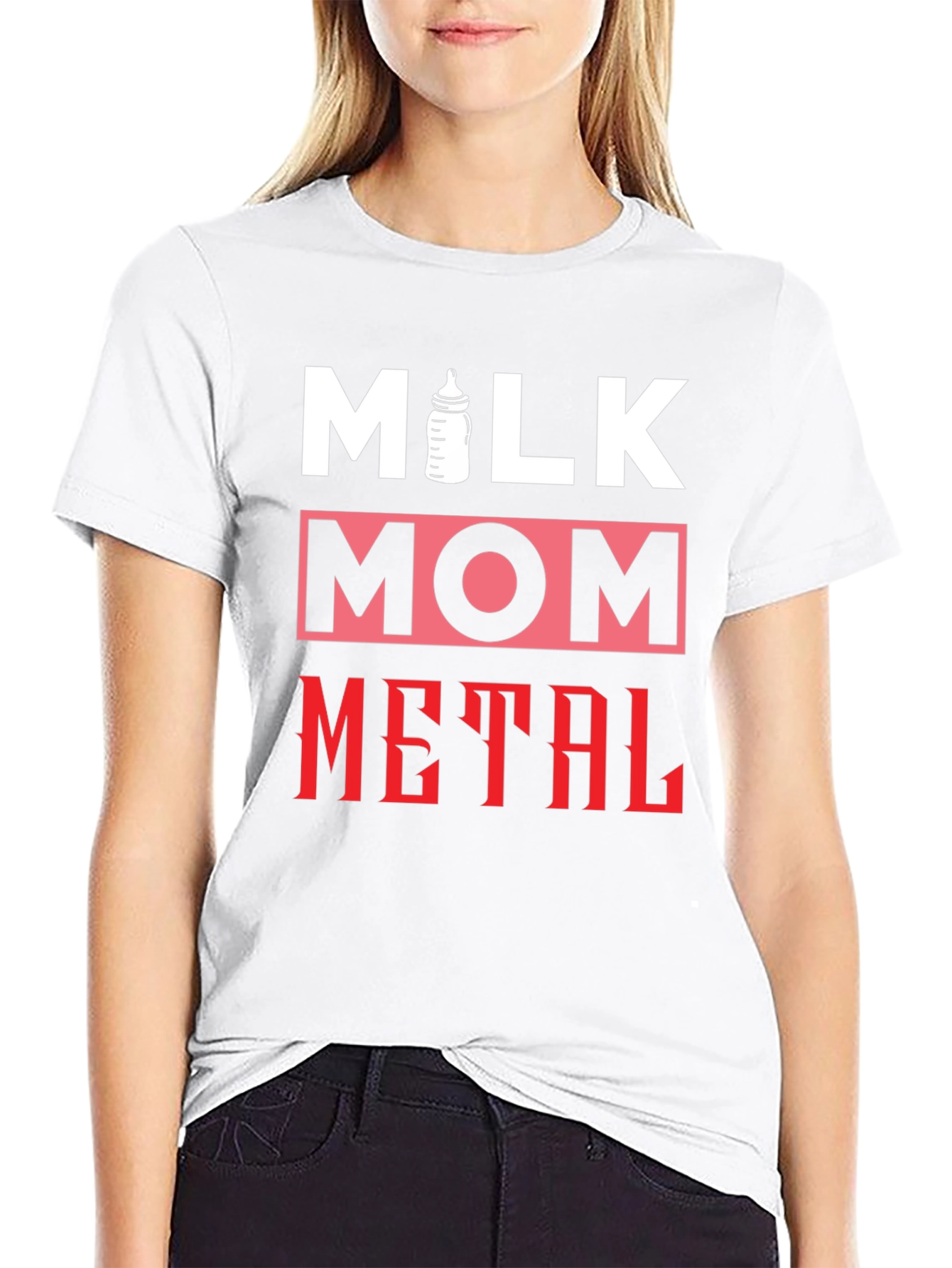 Black Milk Mom Metal T-Shirt - Funny Graphic Tee view 9