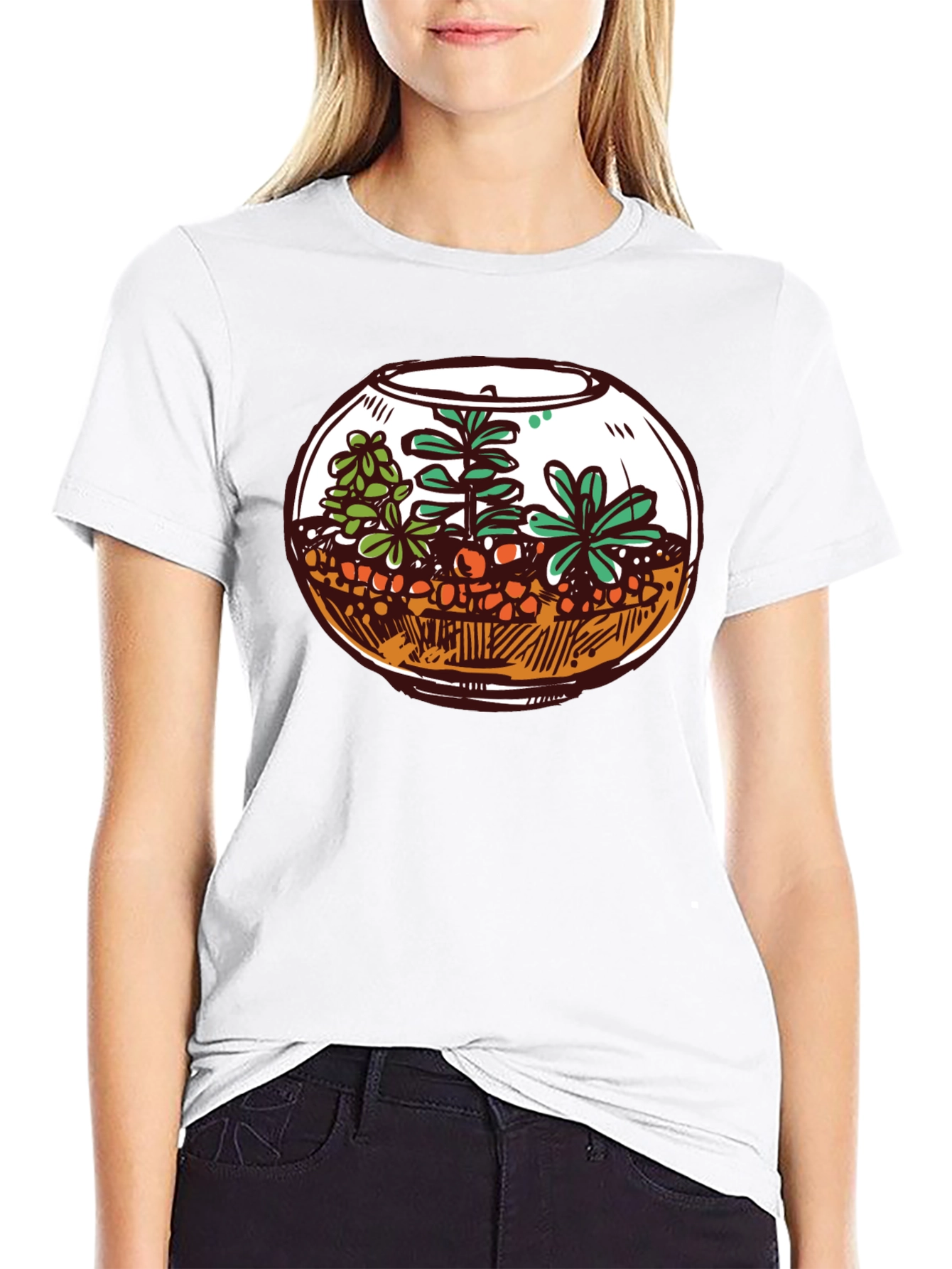 Black Terrarium Graphic Tee - Unique Plant Lover Shirt view 9