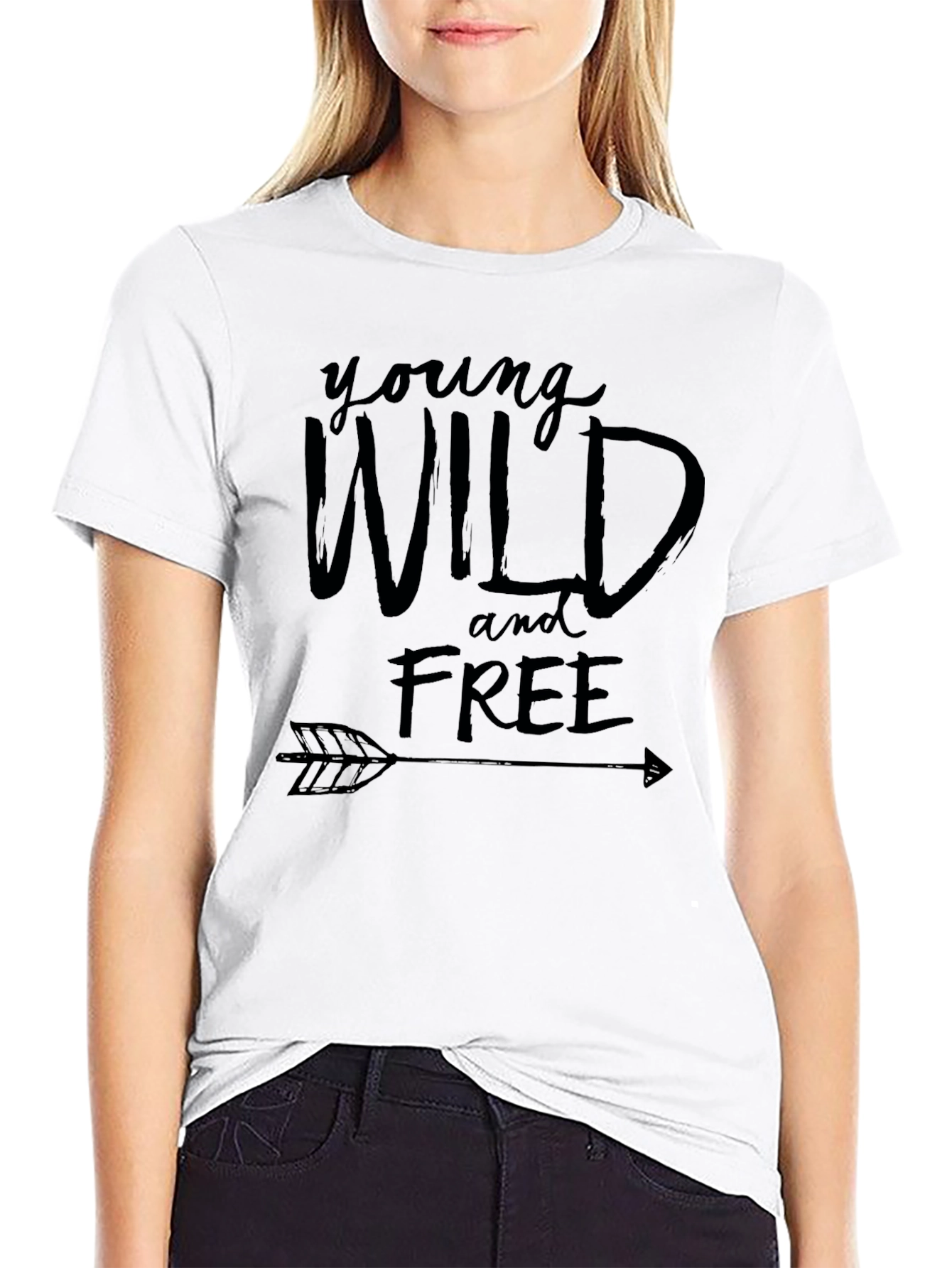Black Young Wild & Free Graphic Tee - Unisex view 9