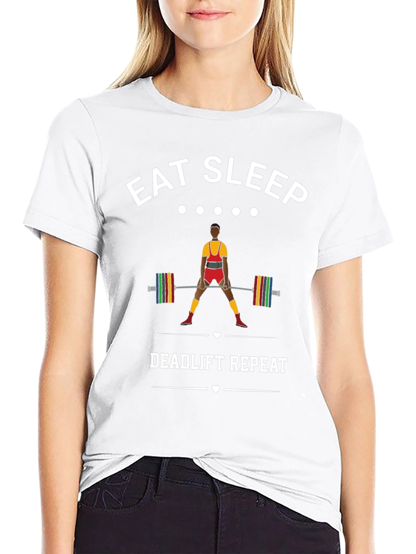 Black Eat Sleep Deadlift Repeat T-Shirt view 9