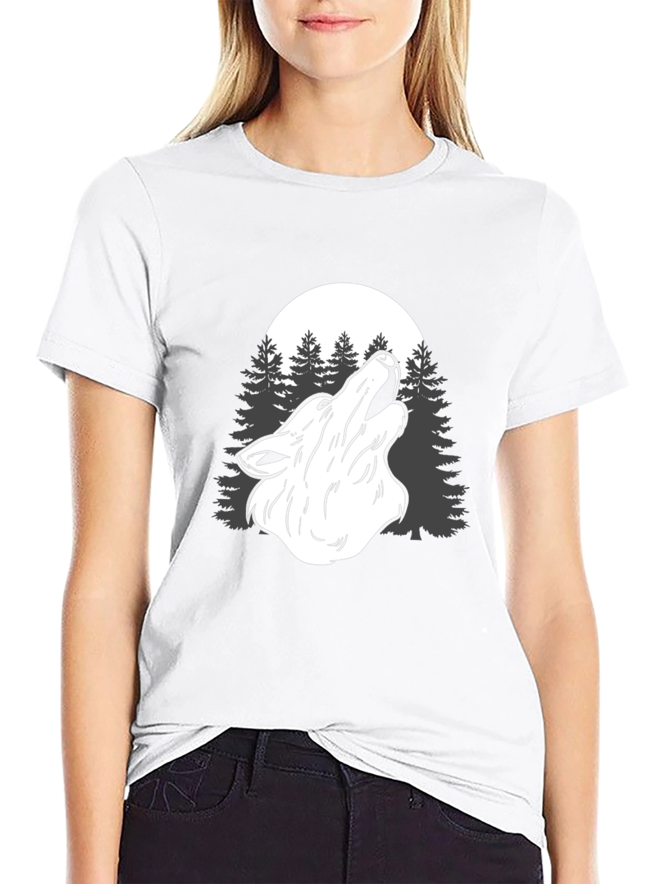 Wolf Howl Moon Graphic T-Shirt - Men's Black Tee - 9