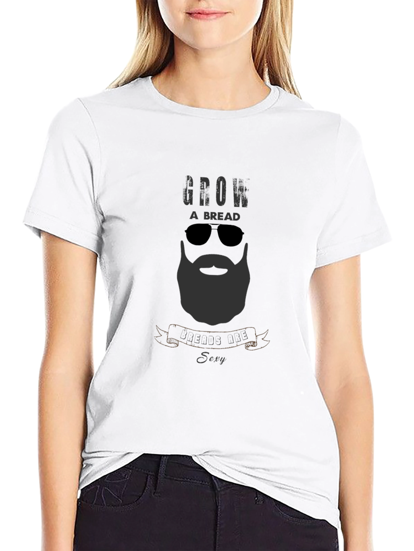 Black Grow a Beard T-Shirt - Cool Bearded Man Design view 9