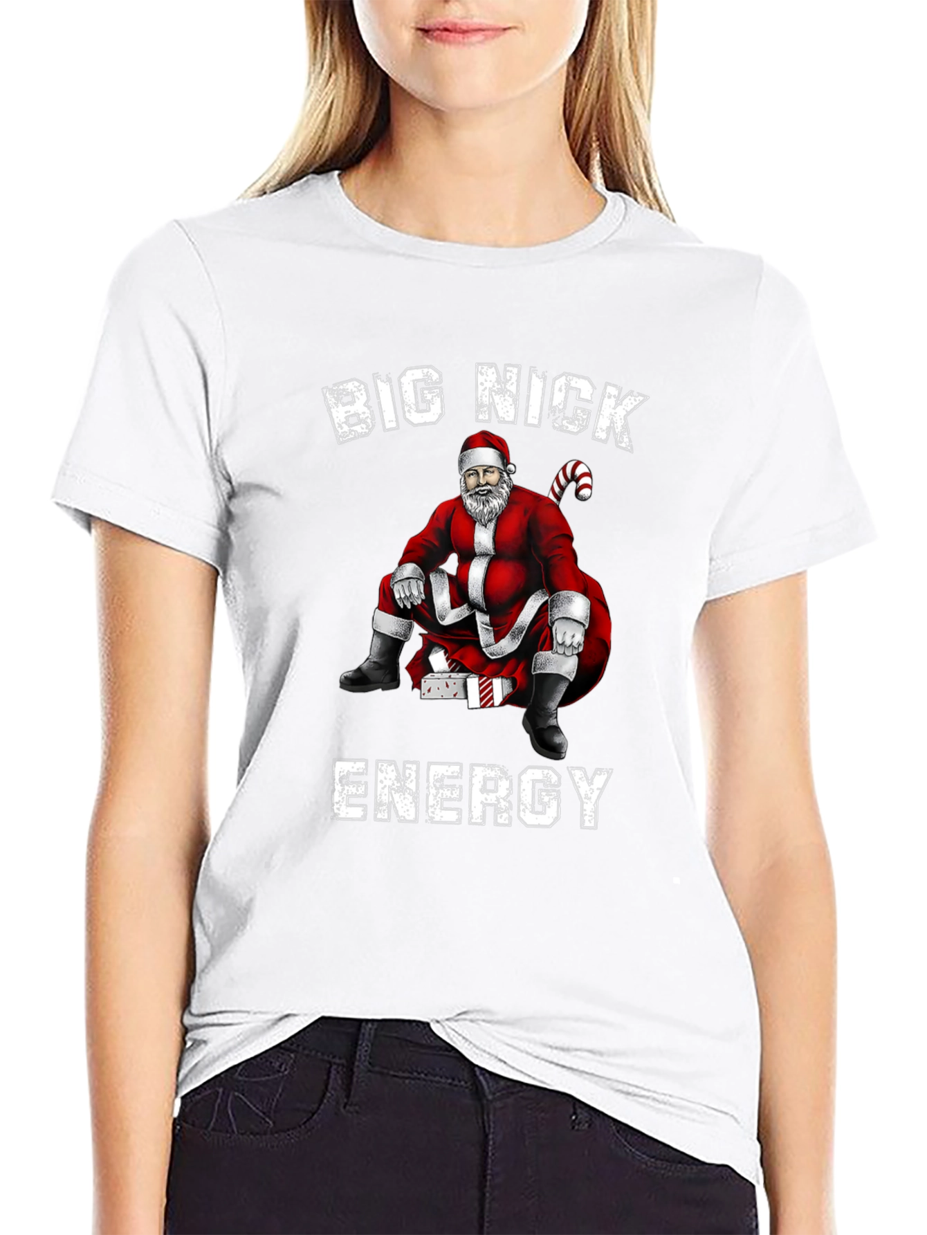 Black Big Nick Energy Santa Graphic T-Shirt view 9