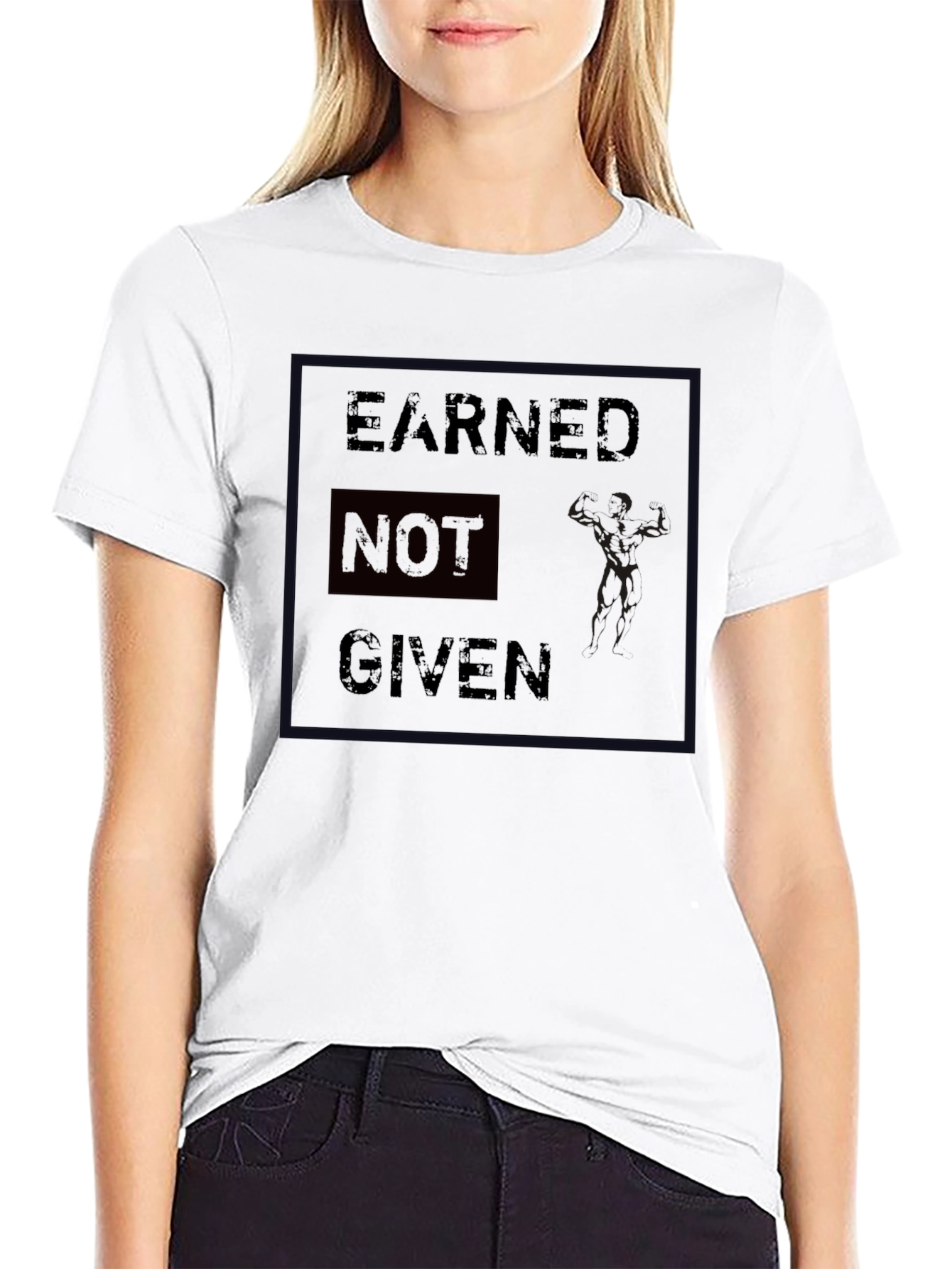 Black Earned Not Given Graphic Print Men's T-Shirt view 9