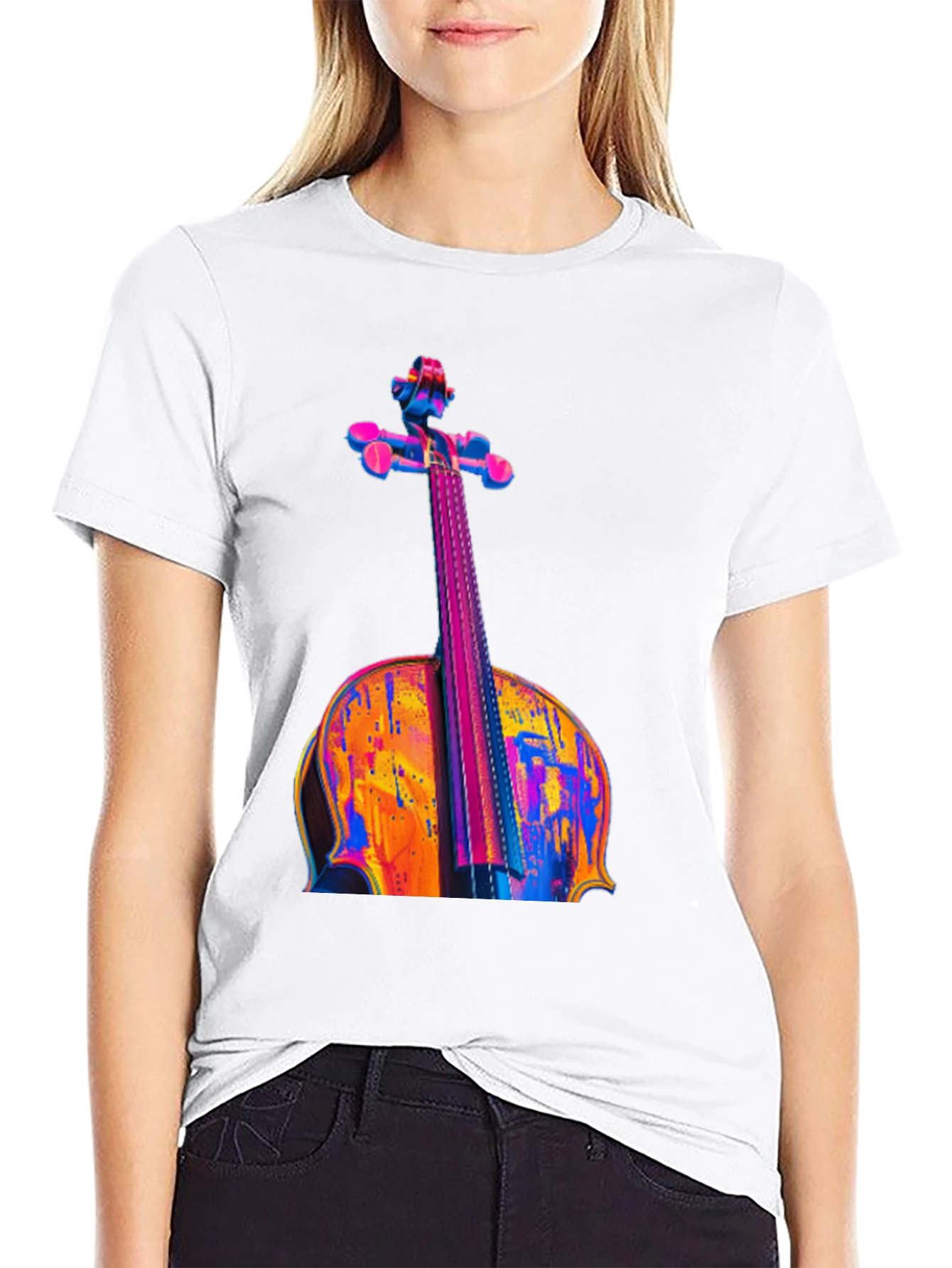Black Vibrant Cello Graphic Black T-Shirt view 9