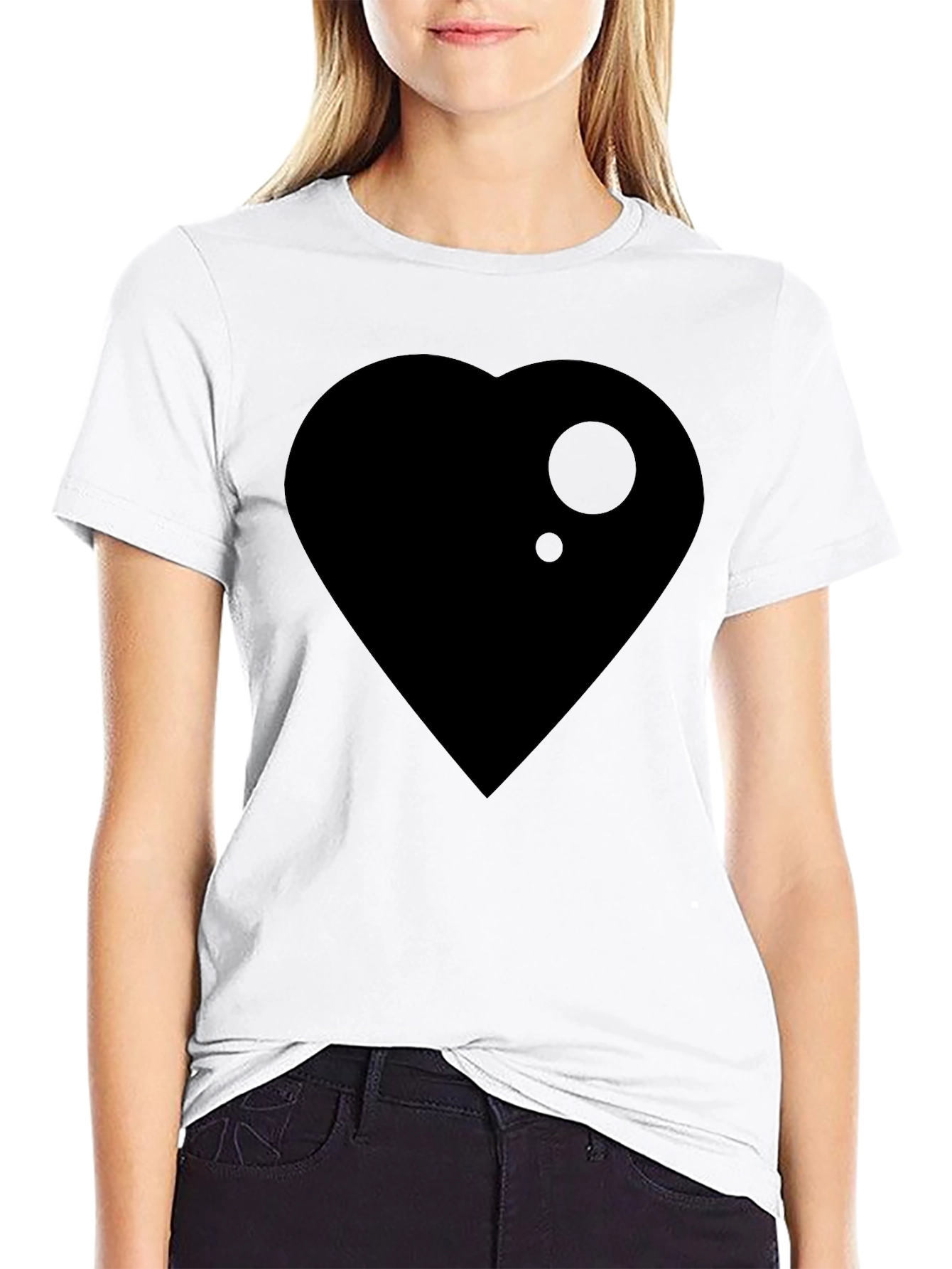 Black Heart Graphic Black Tee Casual Style view 9