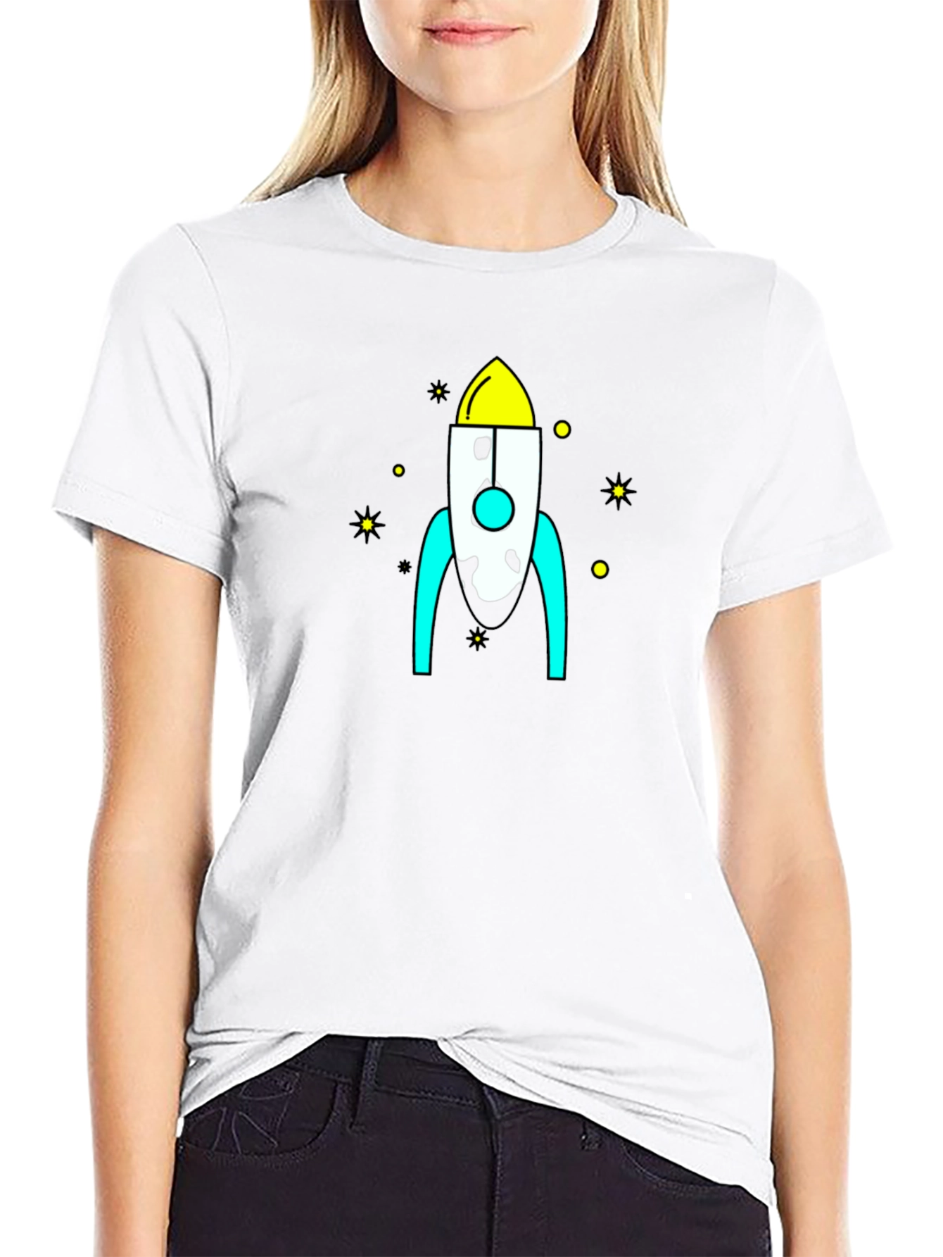 Black Rocket Graphic Black T-Shirt - Space Adventure Style view 9