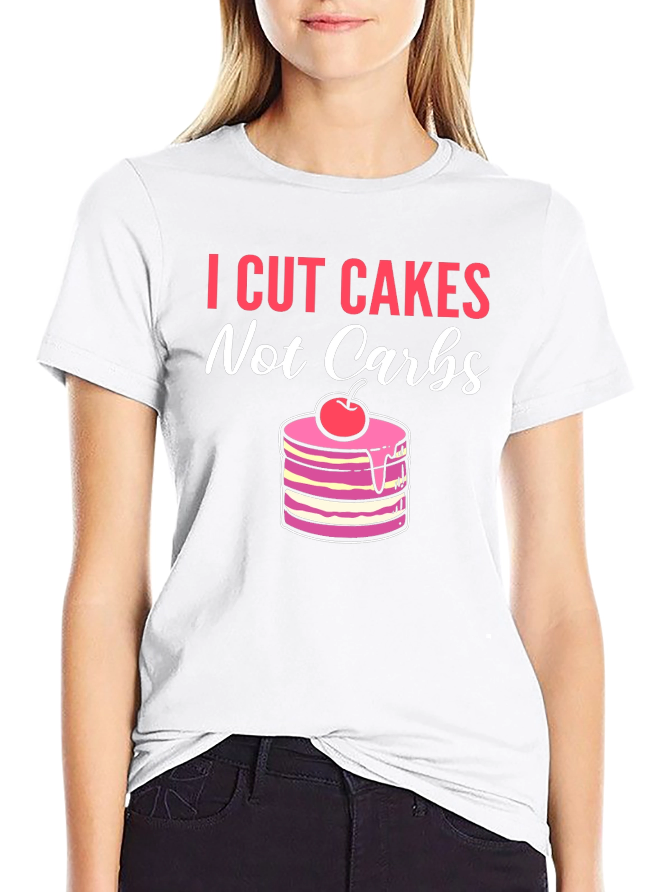 Black I Cut Cakes Not Carbs Funny T-Shirt view 9