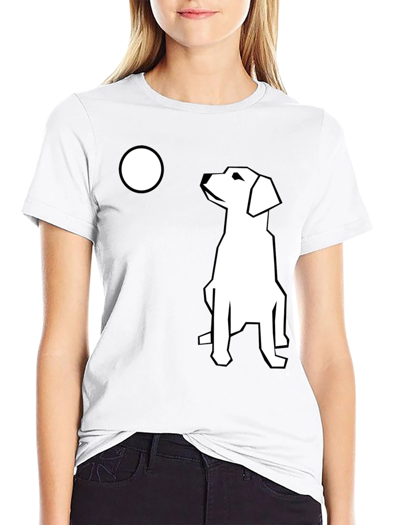 Black Modern Dog Graphic T-Shirt - Black Casual Tee view 9