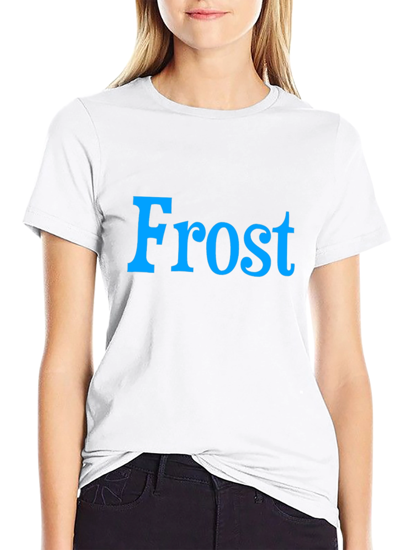 Black Frost Graphic Tee - Cool Blue Text on Black Shirt view 9