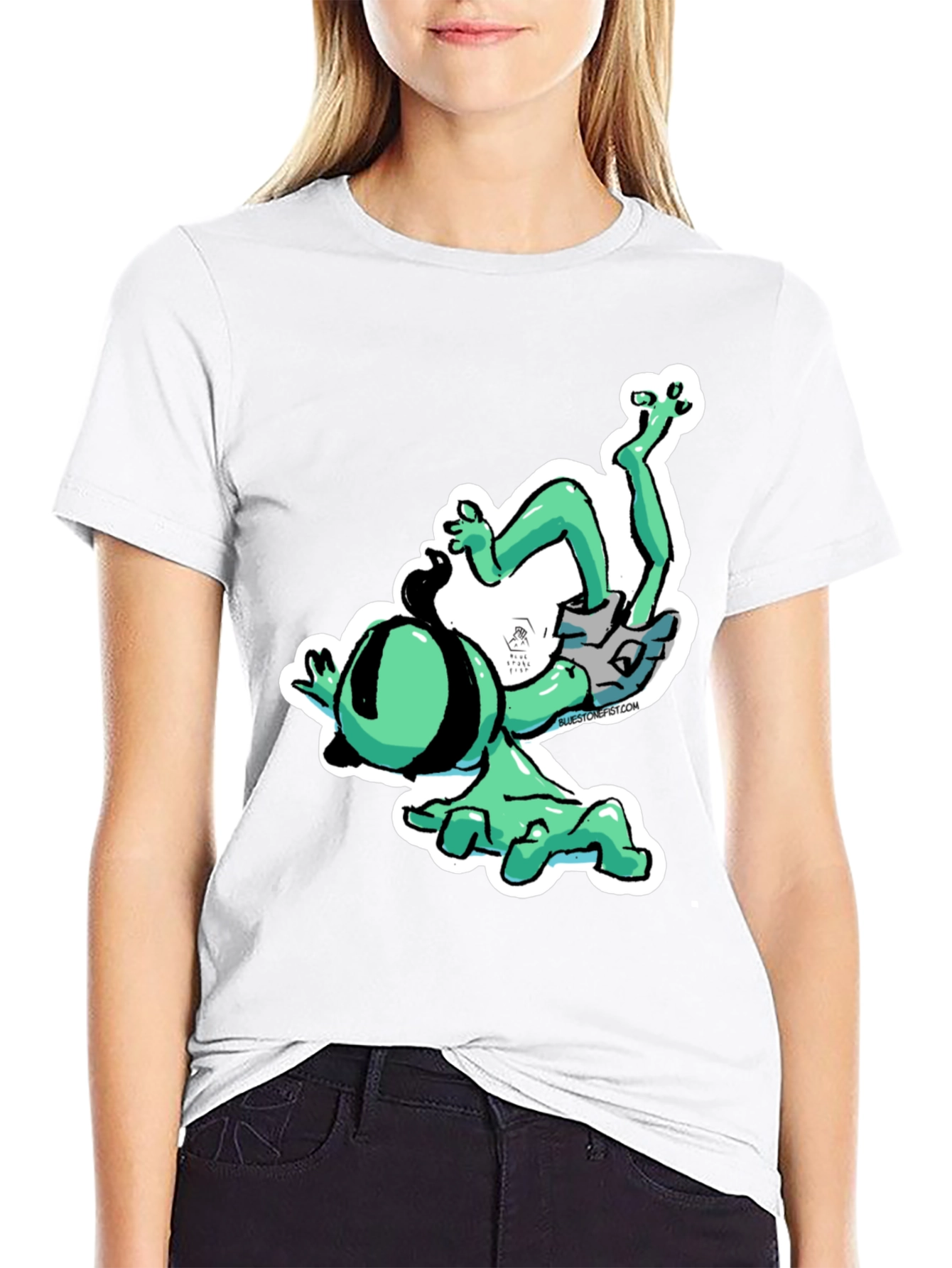 Black Funky Cartoon Alien T-Shirt - Black Cotton Blend view 9