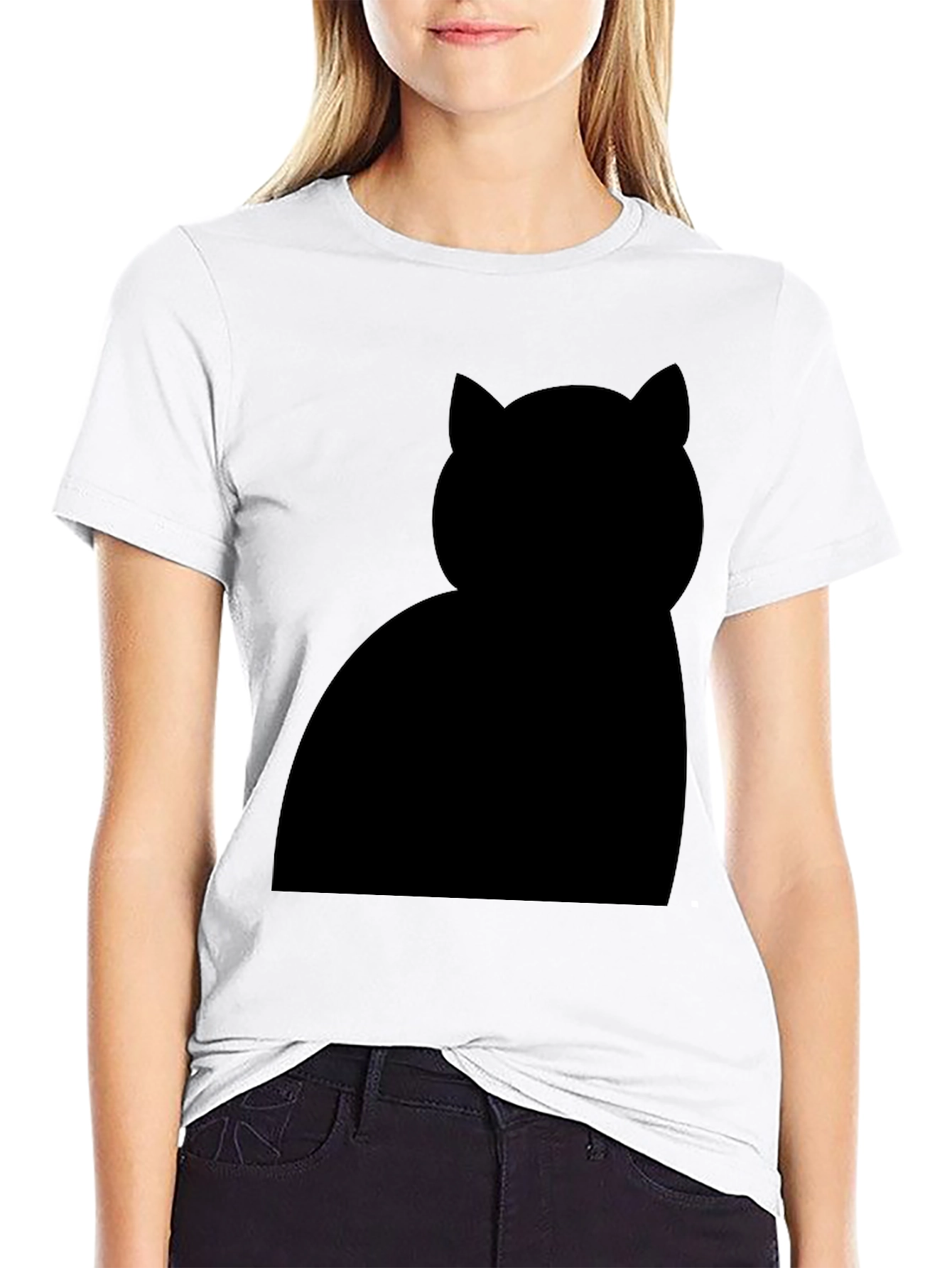 Black Black Cat Silhouette T-Shirt - Unisex Casual Tee view 9