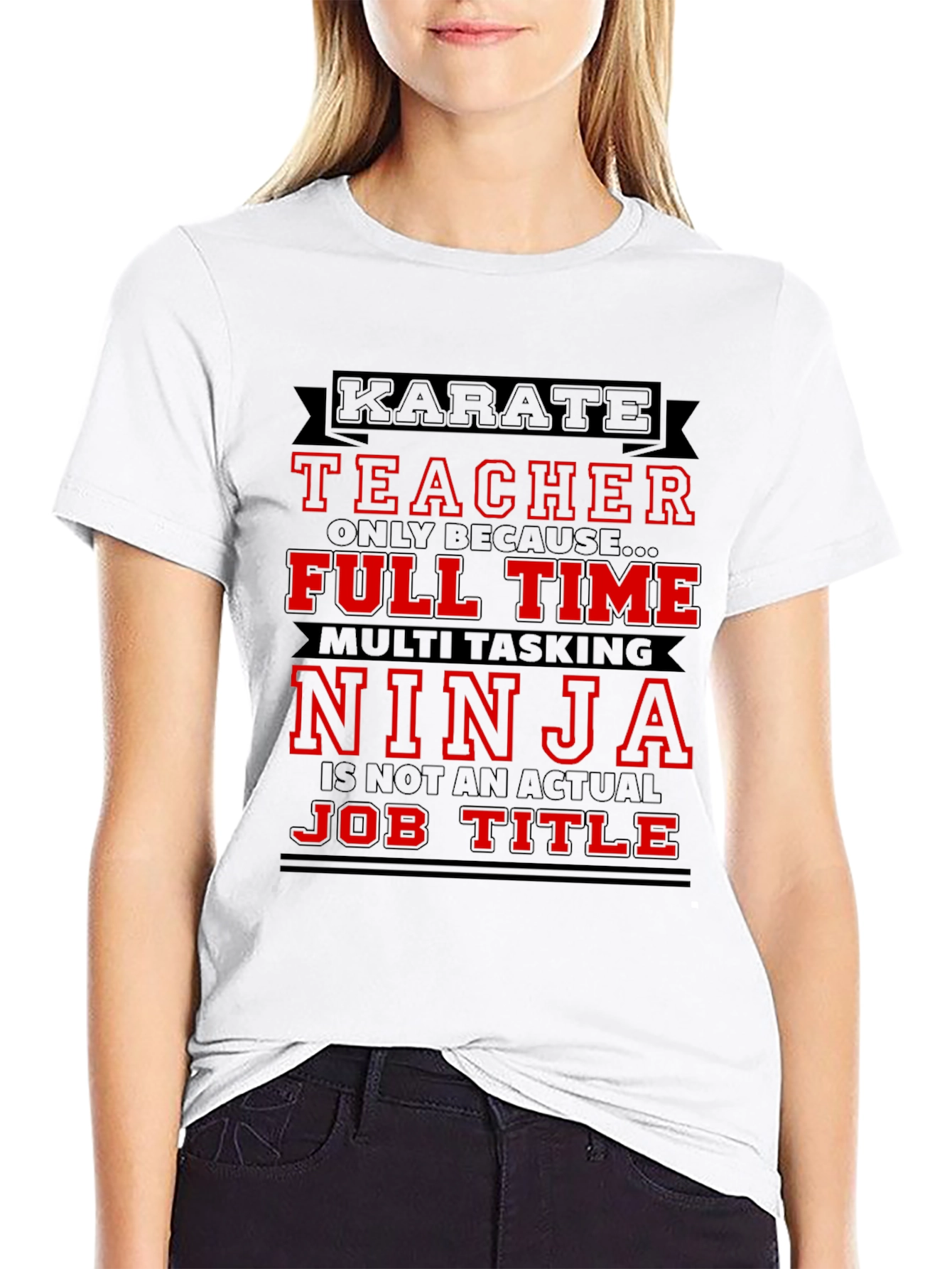 Black Karate Teacher Ninja Job Title Graphic T-Shirt view 9