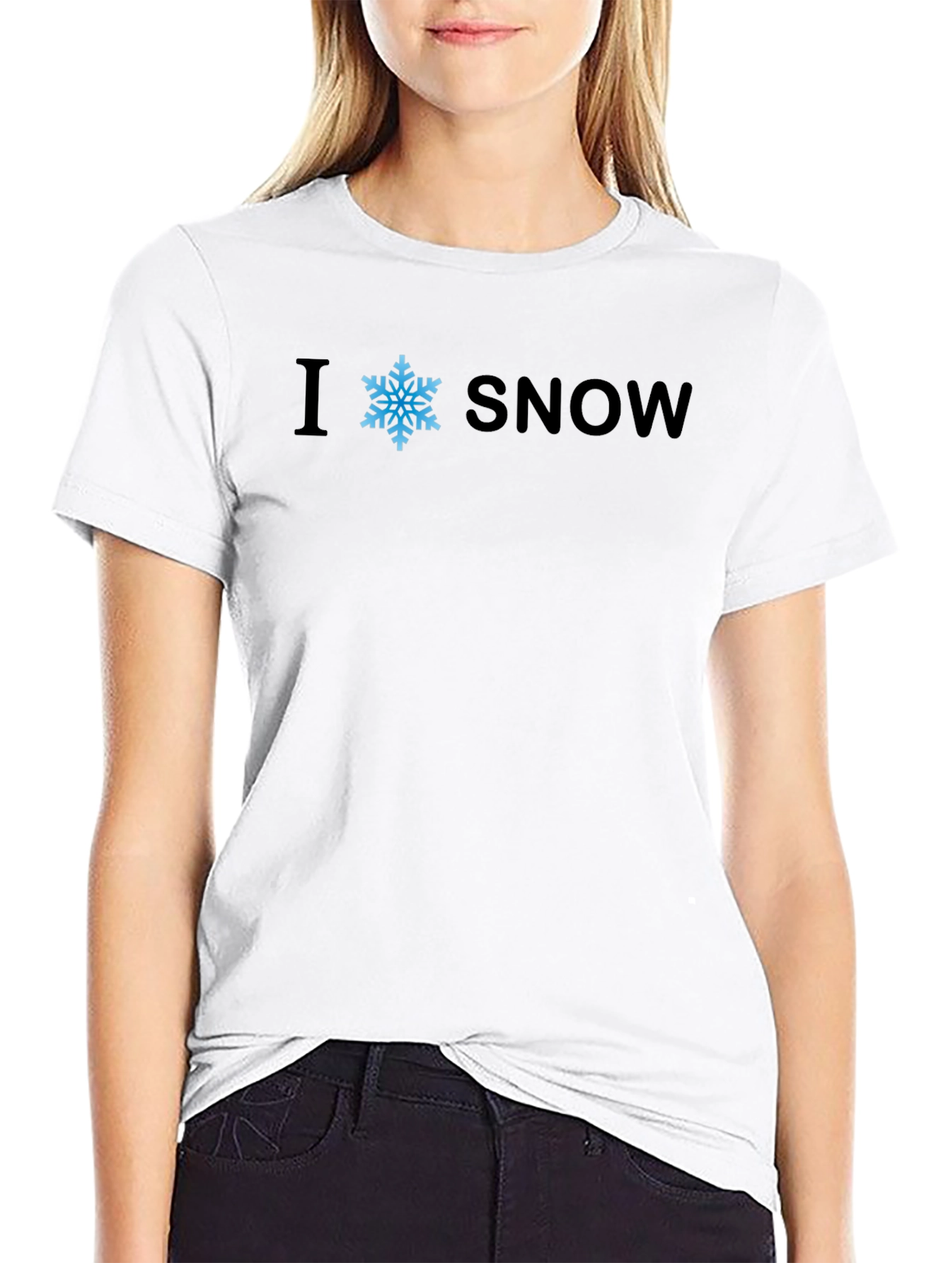 Black I Snowflake Snow T-Shirt - Black view 9