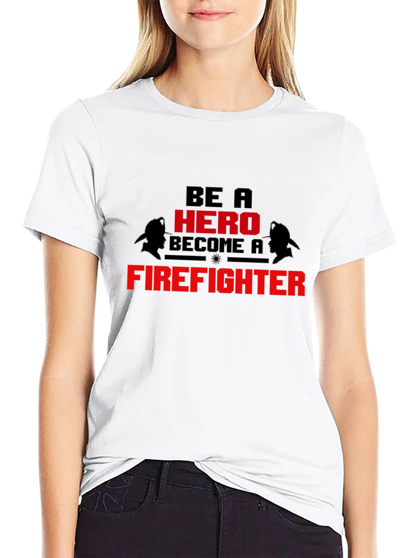 Black Be a Hero Firefighter Graphic Tee view 9