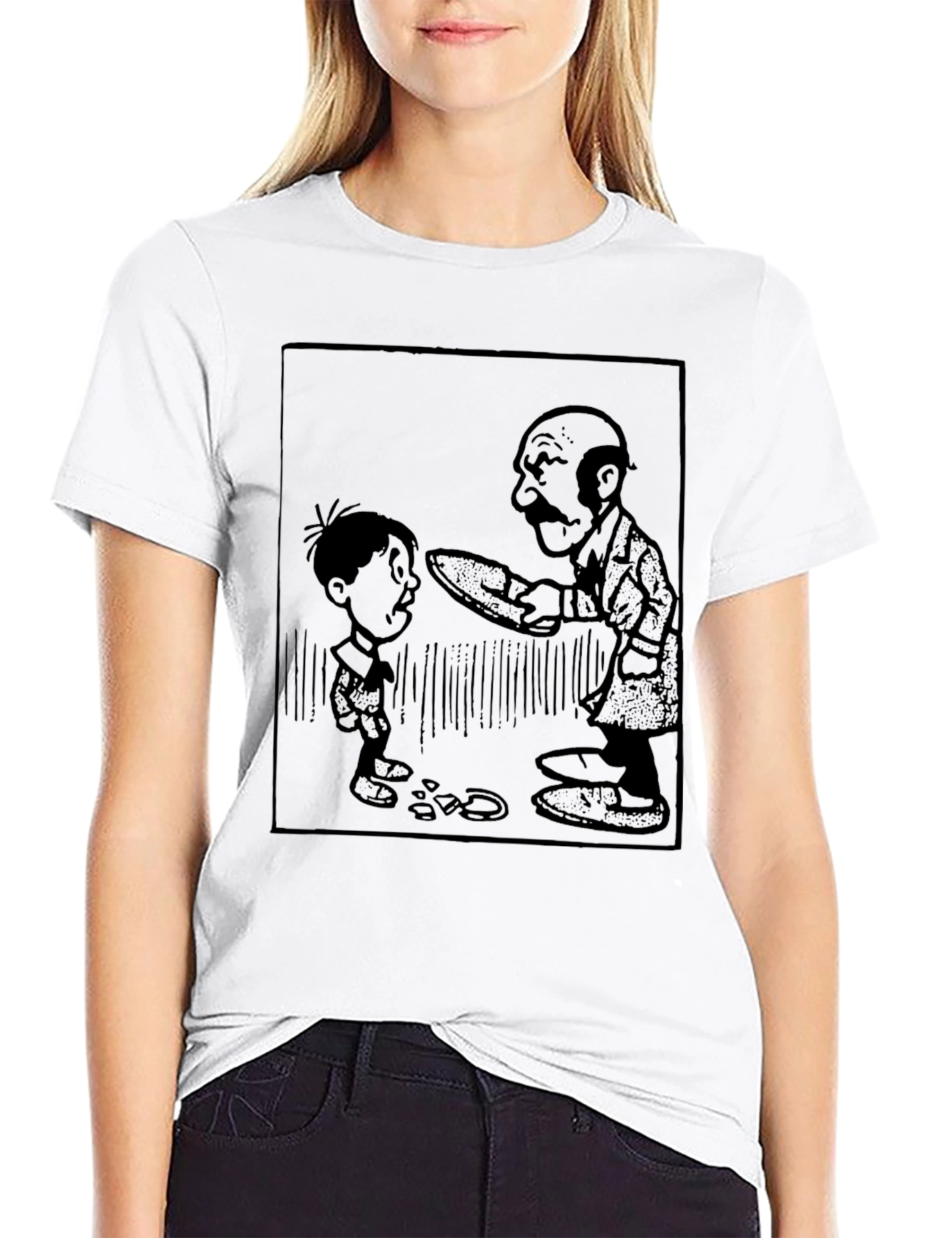 Black Classic Cartoon Graphic Tee - Black view 9