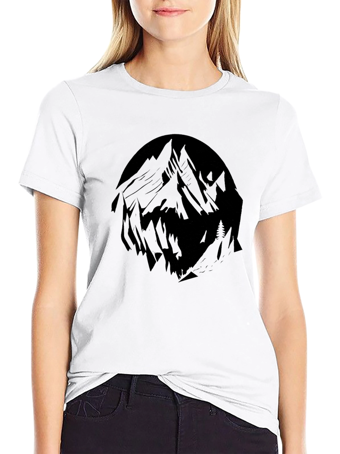 Black Mountain Graphic Tee - Black Crew Neck T-Shirt view 9