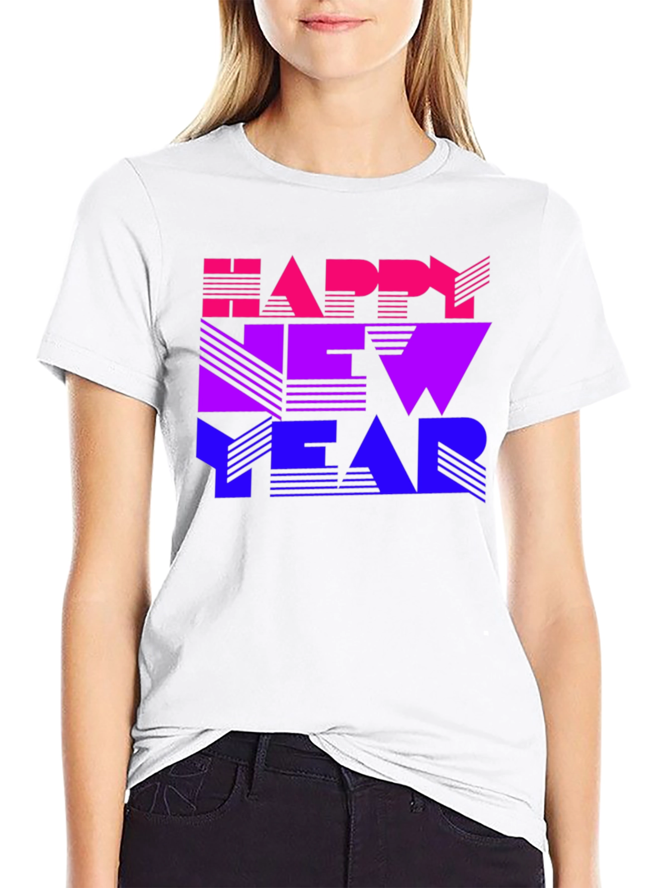 Black Happy New Year Gradient T-Shirt view 9