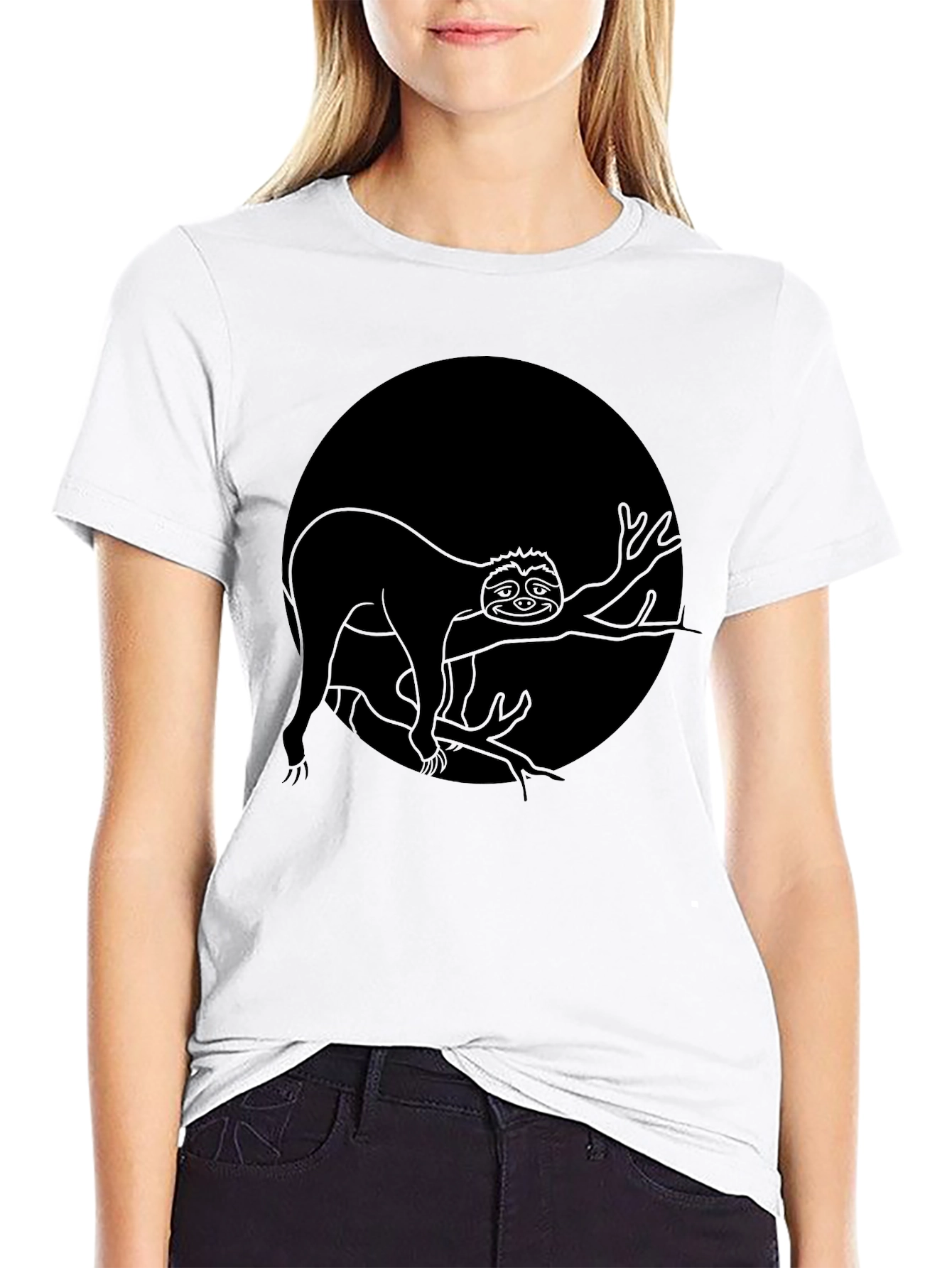 Black Sloth on Branch Graphic T-Shirt view 9