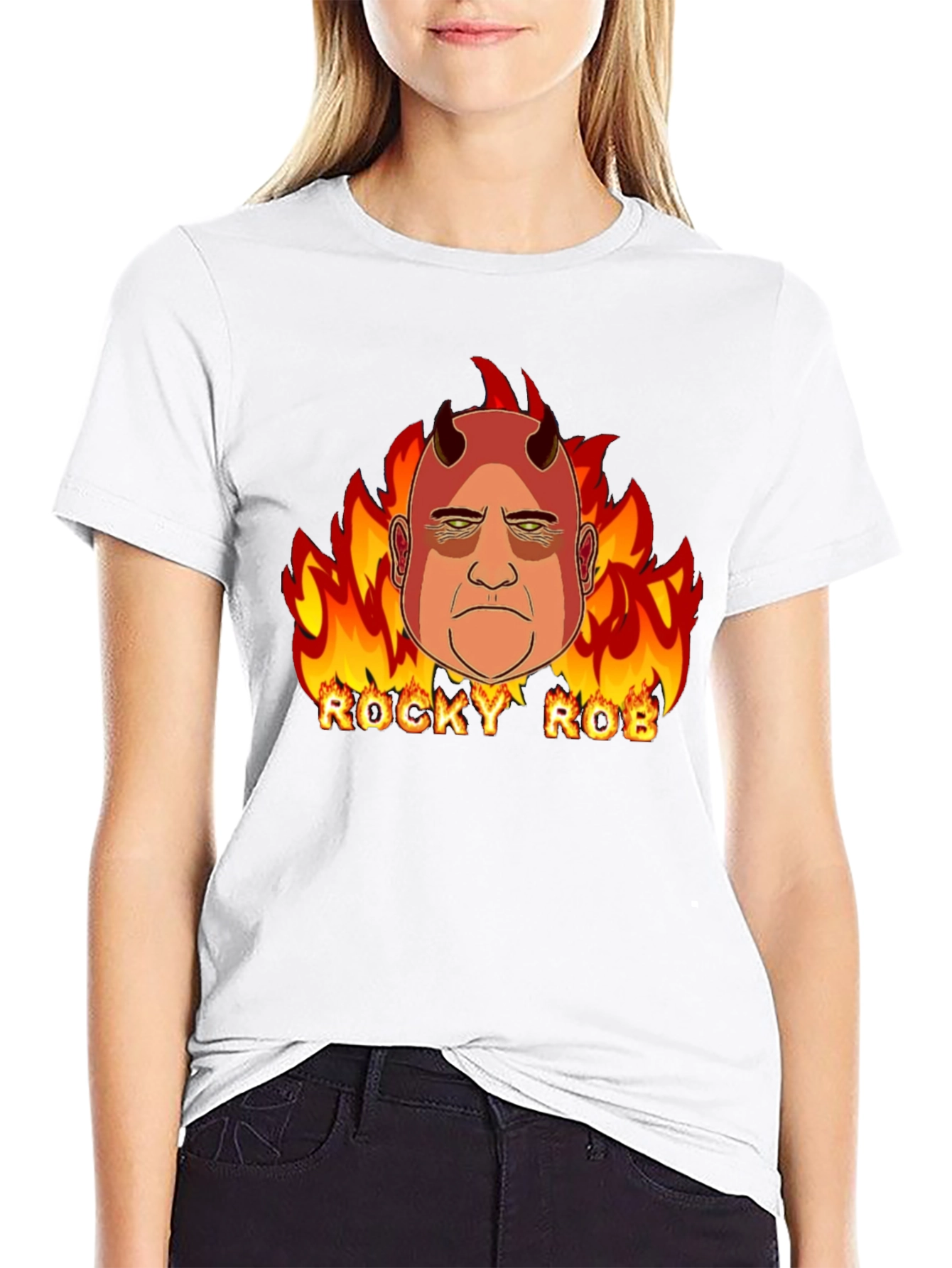 Rocky Rob Devil Flame Graphic Black T-Shirt - 9
