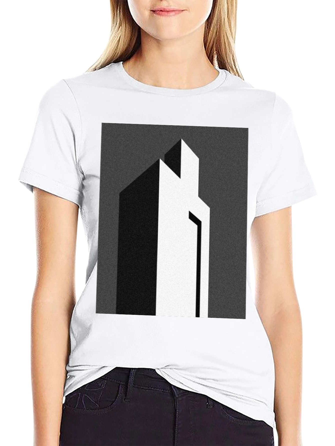 Black Modern Abstract Graphic Print Tee view 9