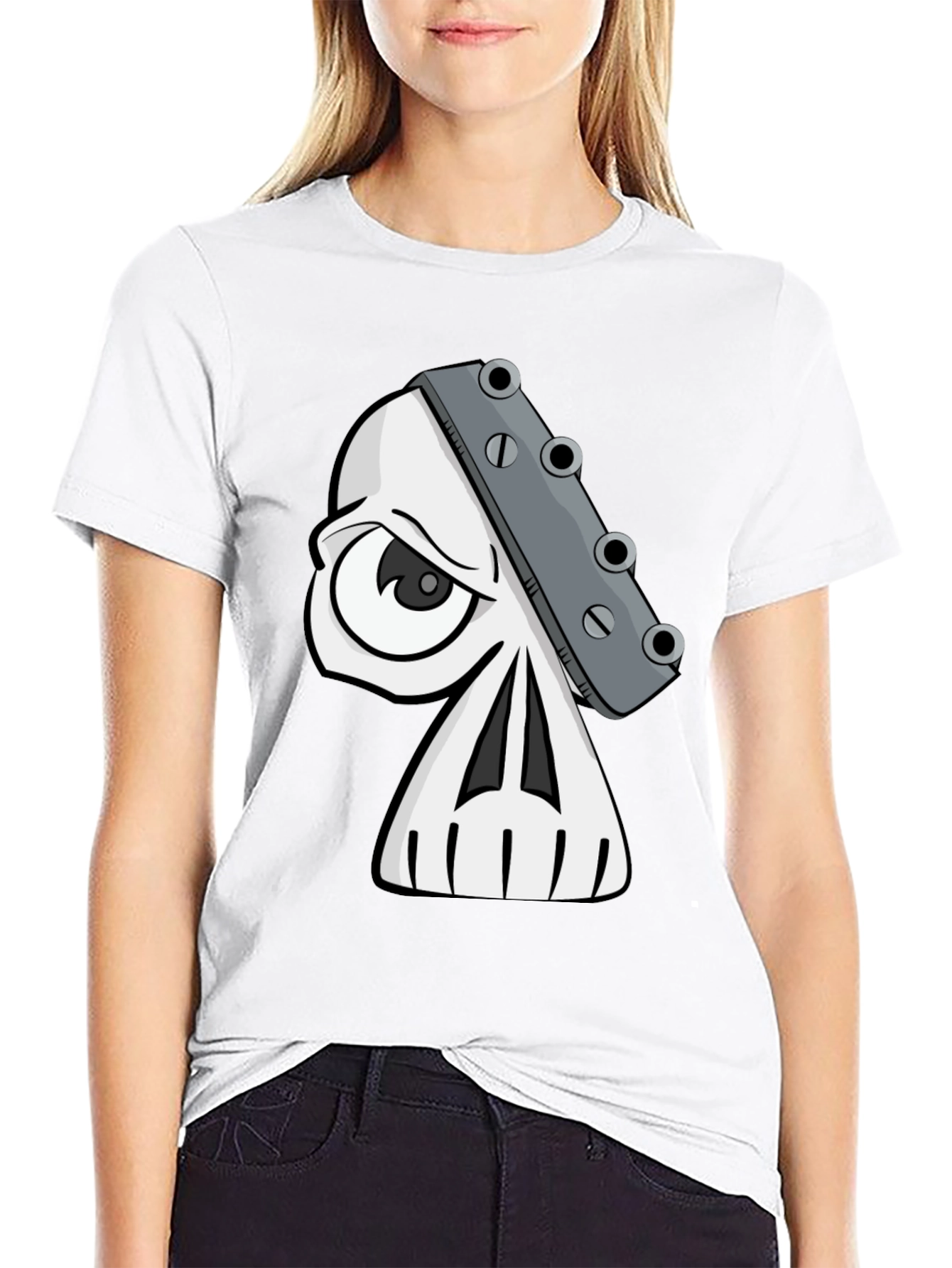 Black Skull Guitar Headstock Graphic T-Shirt view 9