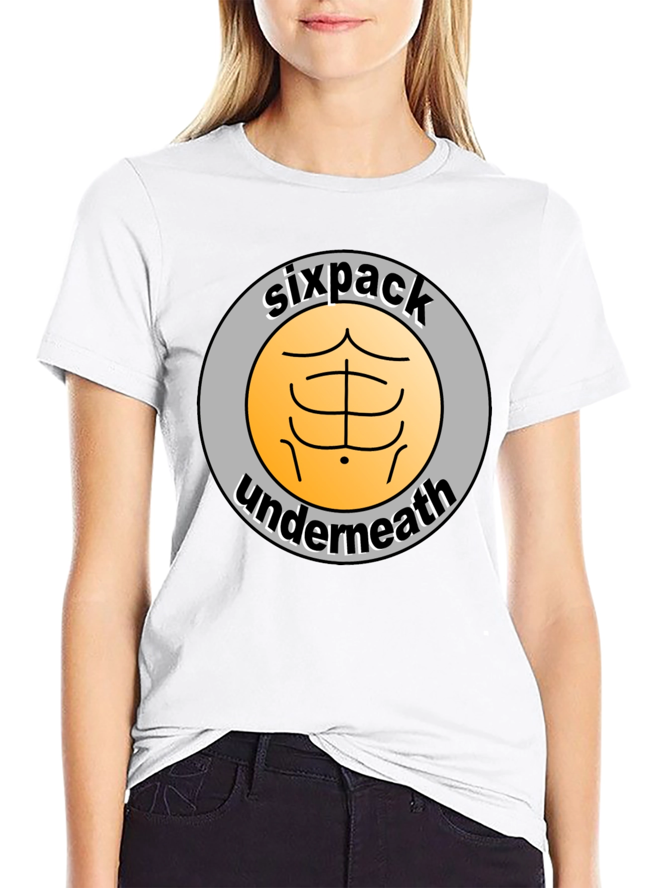 Black Sixpack Underneath Funny Graphic T-Shirt view 9