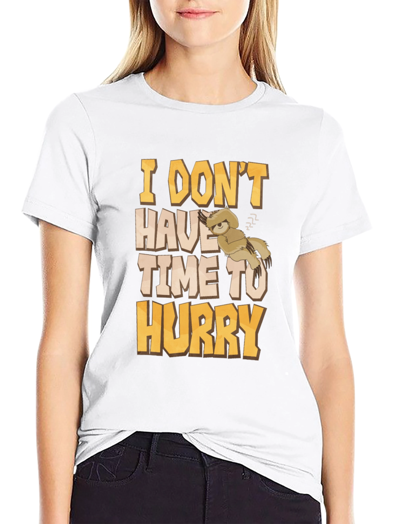 Black Funny Sloth Graphic T-Shirt - I Don't Have Time to Hurry view 9