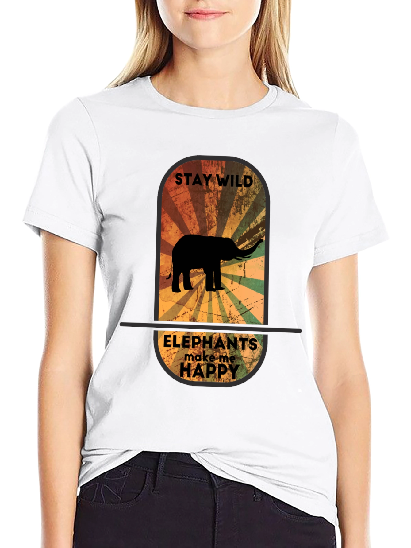 Stay Wild Elephant Graphic Tee - Unisex Black T-Shirt - 9