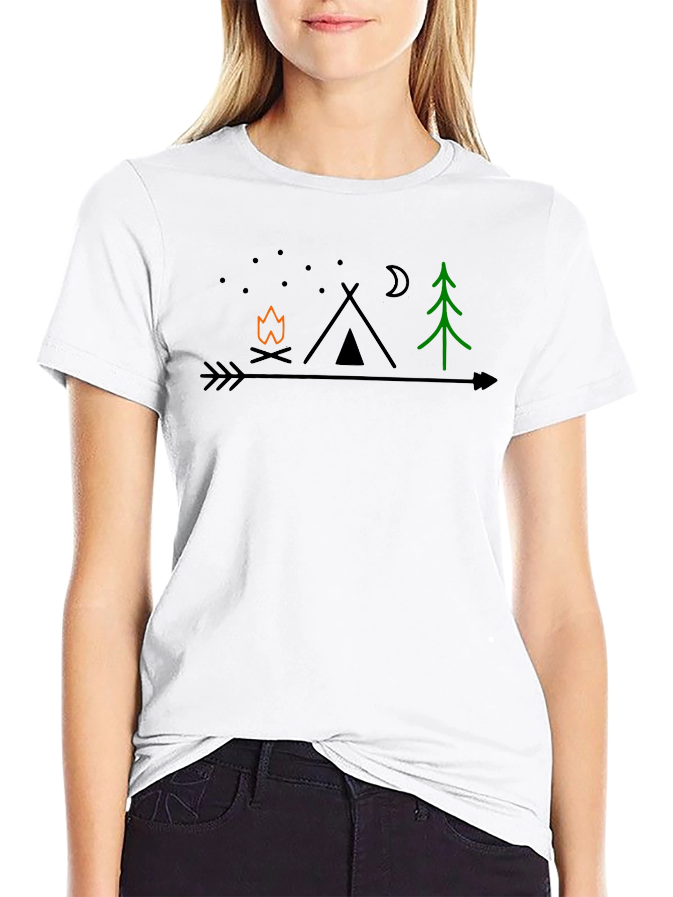 Black Camping Arrow Graphic T-Shirt view 9