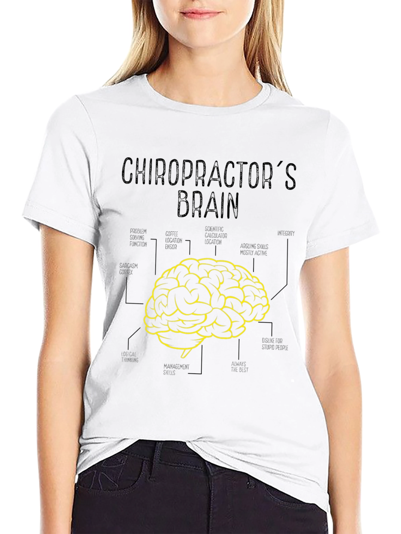 Black Chiropractor's Brain Graphic Tee - Soft Cotton Blend view 9