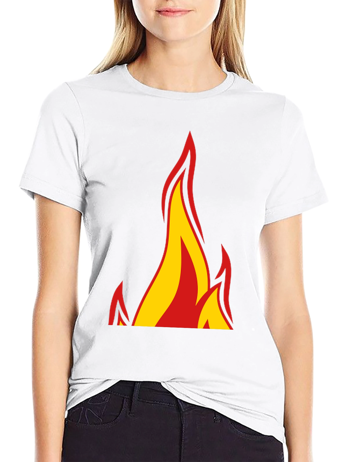 Black Bold Flame Graphic Black T-Shirt view 9