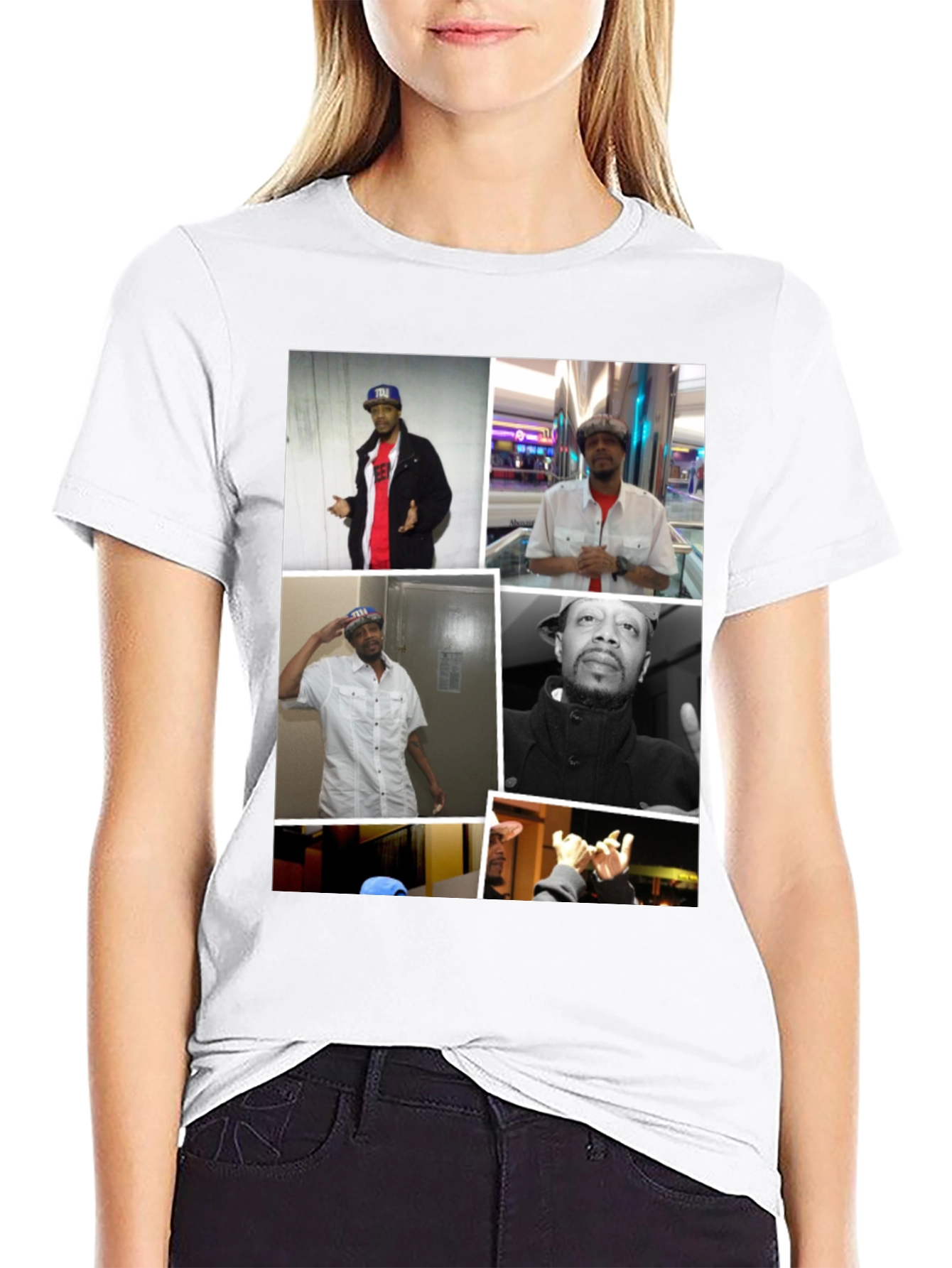 Black Black T-Shirt with Man Collage view 9