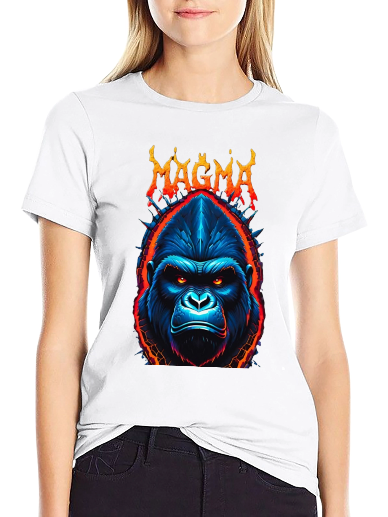 Black Magma Gorilla Graphic Tee - Bold Black T-Shirt view 9