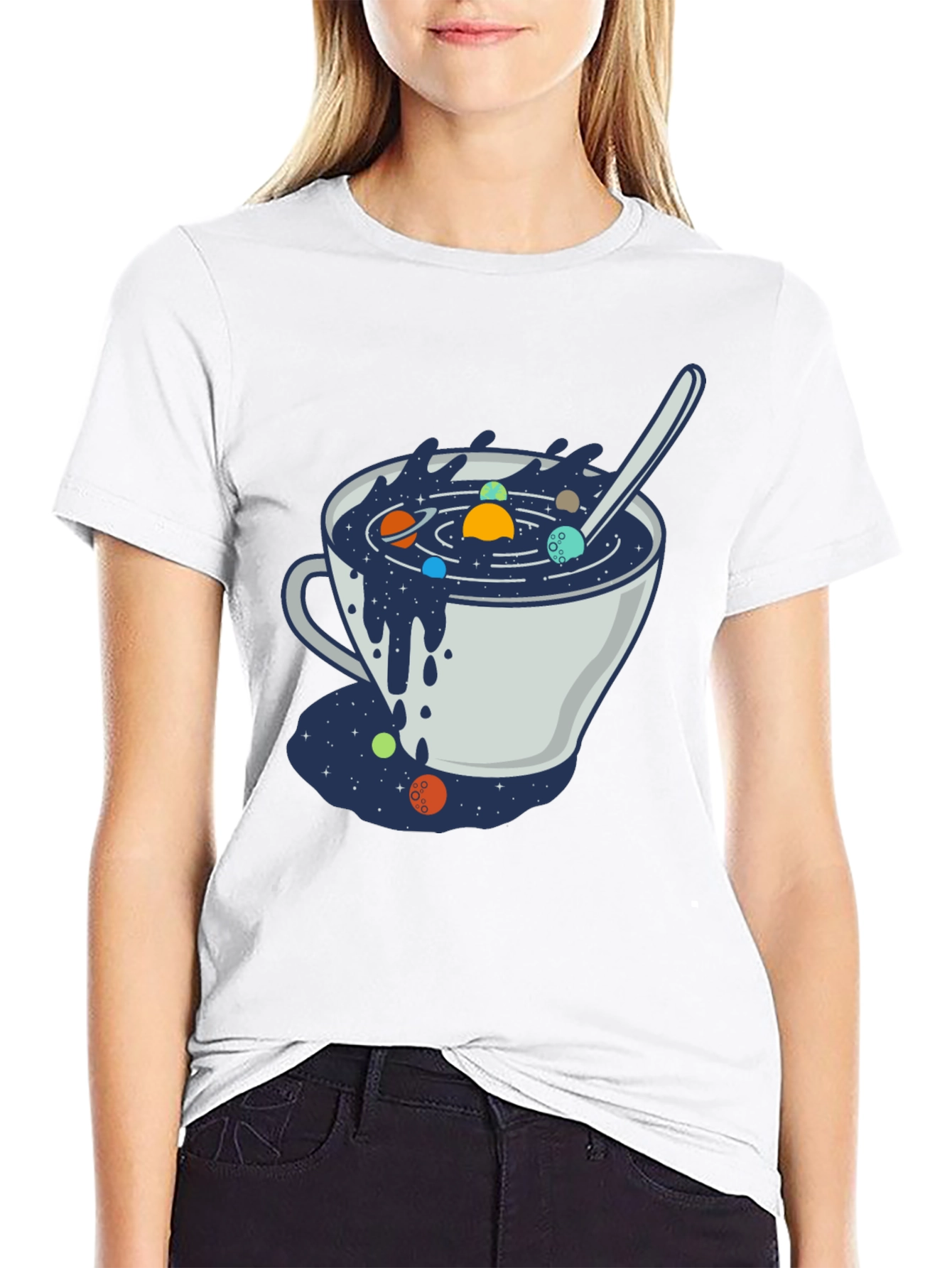Black Cosmic Soup T-Shirt - Unique Space Design view 9
