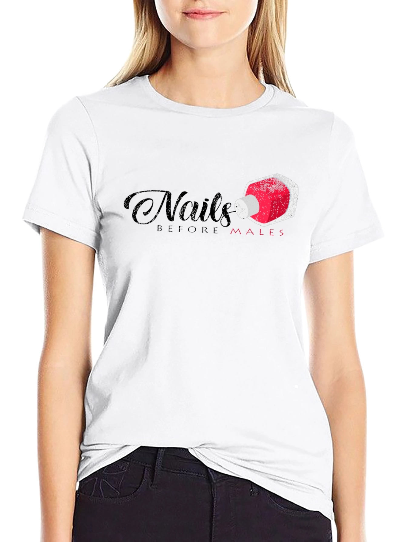 Black Nails Before Males Funny Graphic T-Shirt view 9