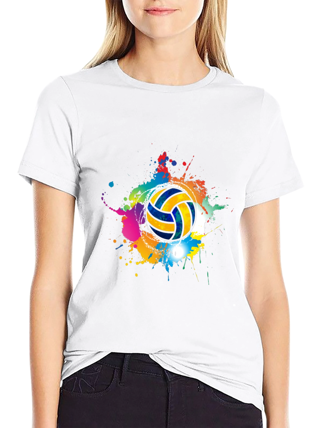 Black Volleyball Splash Tee - Stylish Graphic T-Shirt view 9